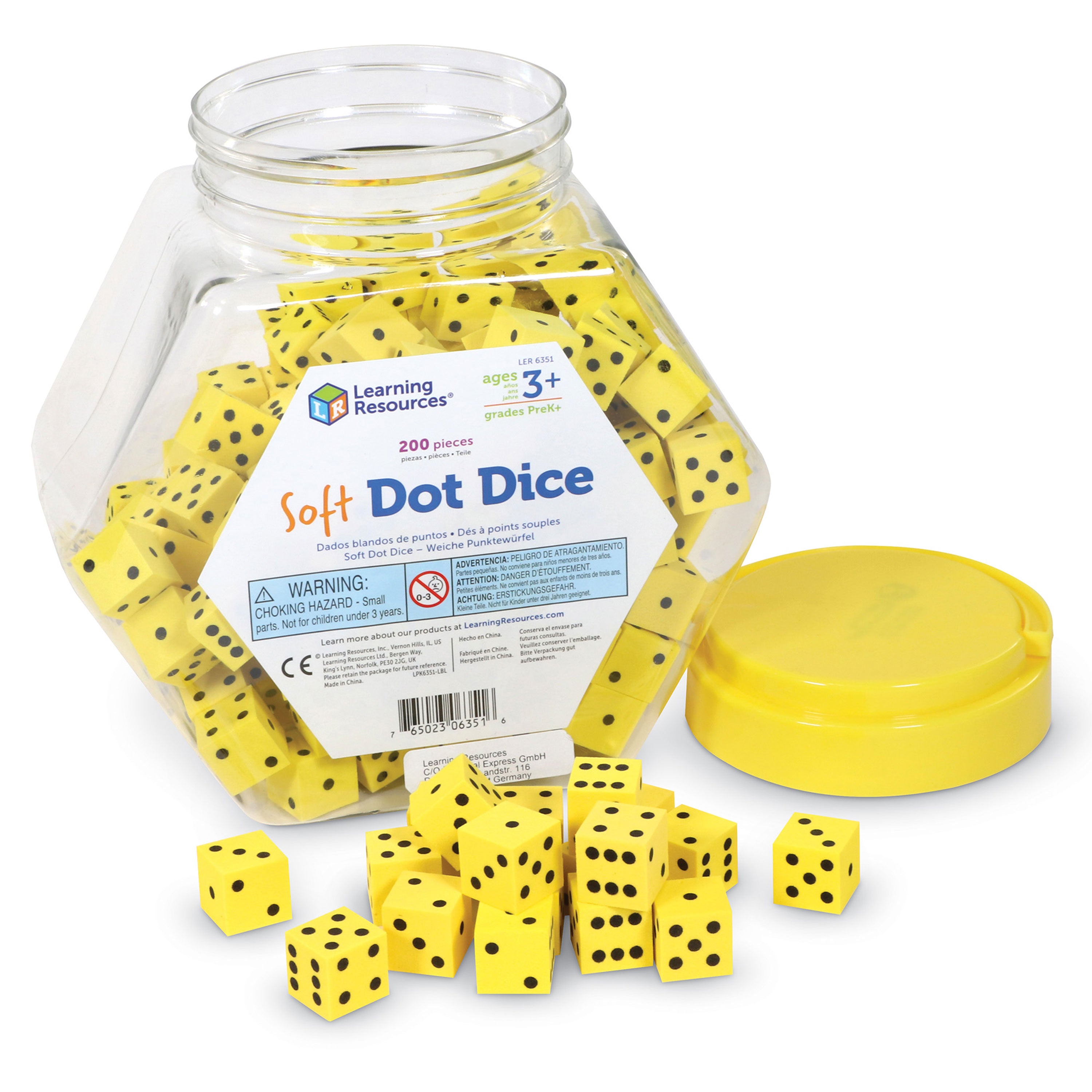 Learning Resources Soft Foam Dot Dice, Set of 200, Quiet and Durable Dice for Classroom Games, Maths Activities, and Probability Learning