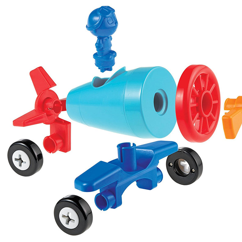 Learning Resources 1-2-3 Build It Car Plane Boat, 3-in-1 Vehicle Construction Toy for Toddlers, Fine Motor Skills and Early Engineering Play, Ages 2+