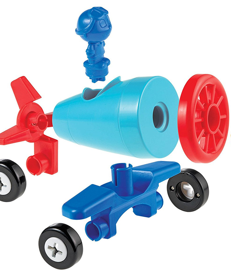 Learning Resources 1-2-3 Build It Car Plane Boat, 3-in-1 Vehicle Construction Toy for Toddlers, Fine Motor Skills and Early Engineering Play, Ages 2+