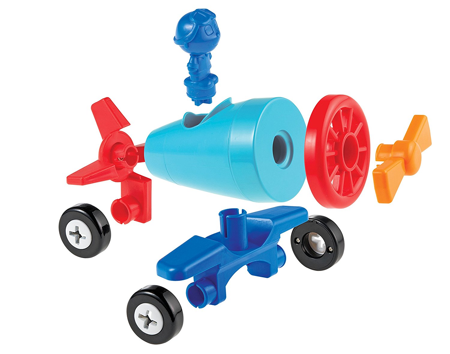 Learning Resources 1-2-3 Build It Car Plane Boat, 3-in-1 Vehicle Construction Toy for Toddlers, Fine Motor Skills and Early Engineering Play, Ages 2+