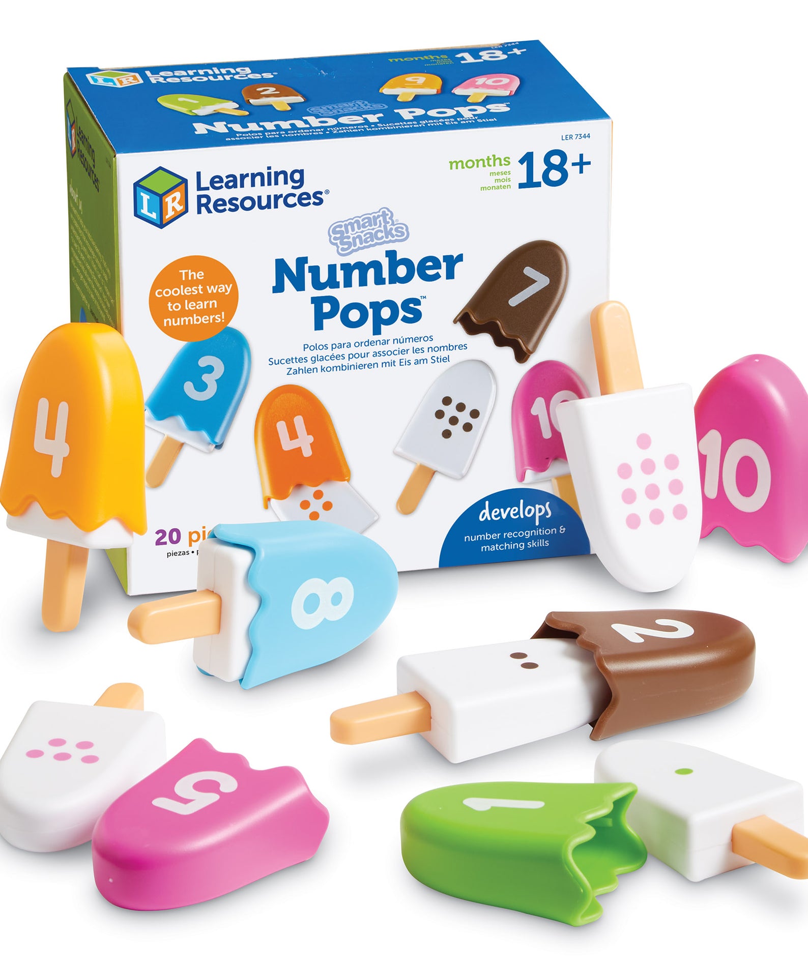 Learning Resources Smart Snacks Number Pops, Counting and Colour Recognition Toy Set for Toddlers Ages 2 and Up, Includes 10 Ice Cream Pops