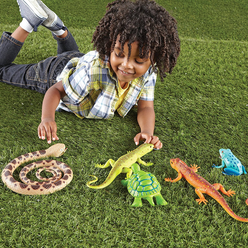 Learning Resources Jumbo Reptiles and Amphibians, Set of 5 Realistic Animal Figures for Imaginative Play and Early Learning, Ages 2 and Up