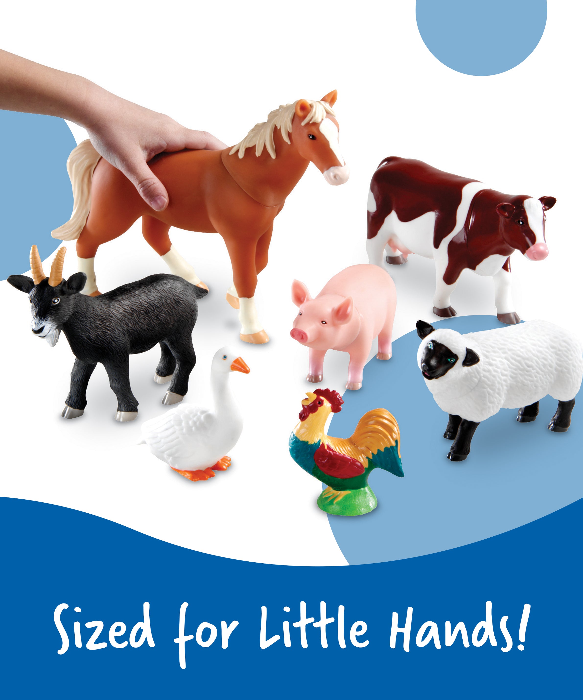 Learning Resources Jumbo Farm Animals Toy Set, 7-Piece Realistic Farm Animal Figures for Kids' Imaginative Play & Early Learning