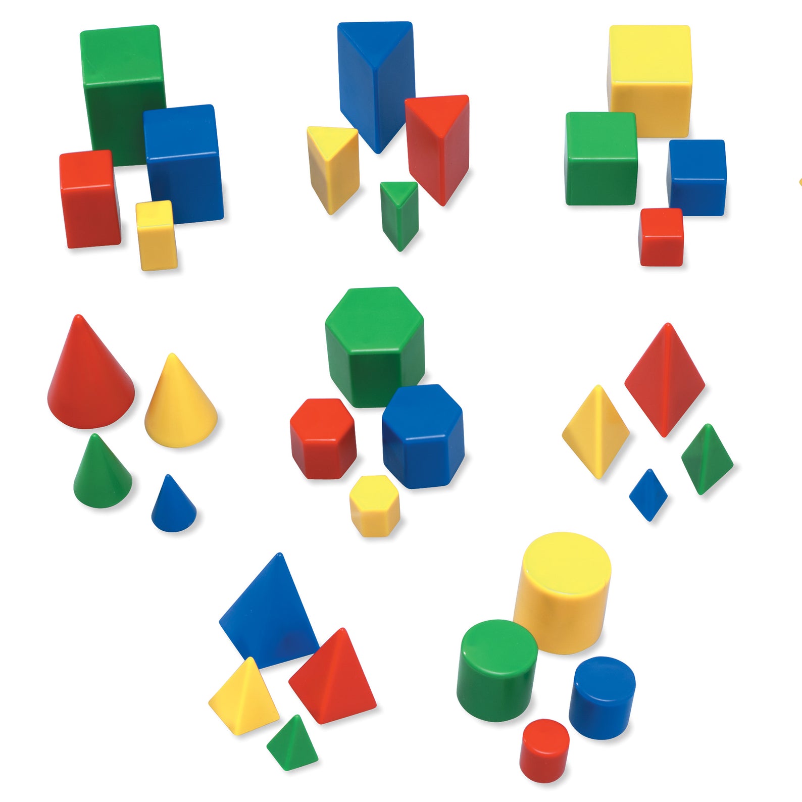 Learning Resources Mini GeoSolids, Set of 32, Ages 5+, Hands-On 3D Geometry Shapes for Early Math Skills - Quick Learning