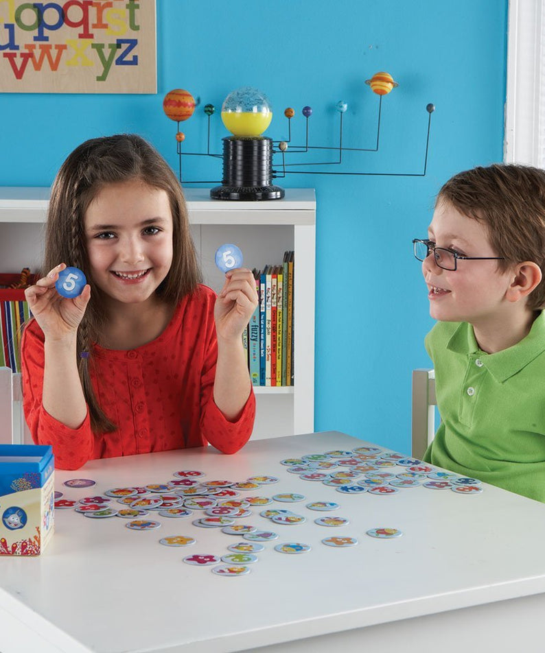 Learning Resources I Sea 10! Math Game, Fun Family Game for Practicing Number Bonds to Ten, Includes 90 Number Cards & 10 Shark Cards, Great Early Math Skills Activity, For Ages 6+, Sea-Themed Container