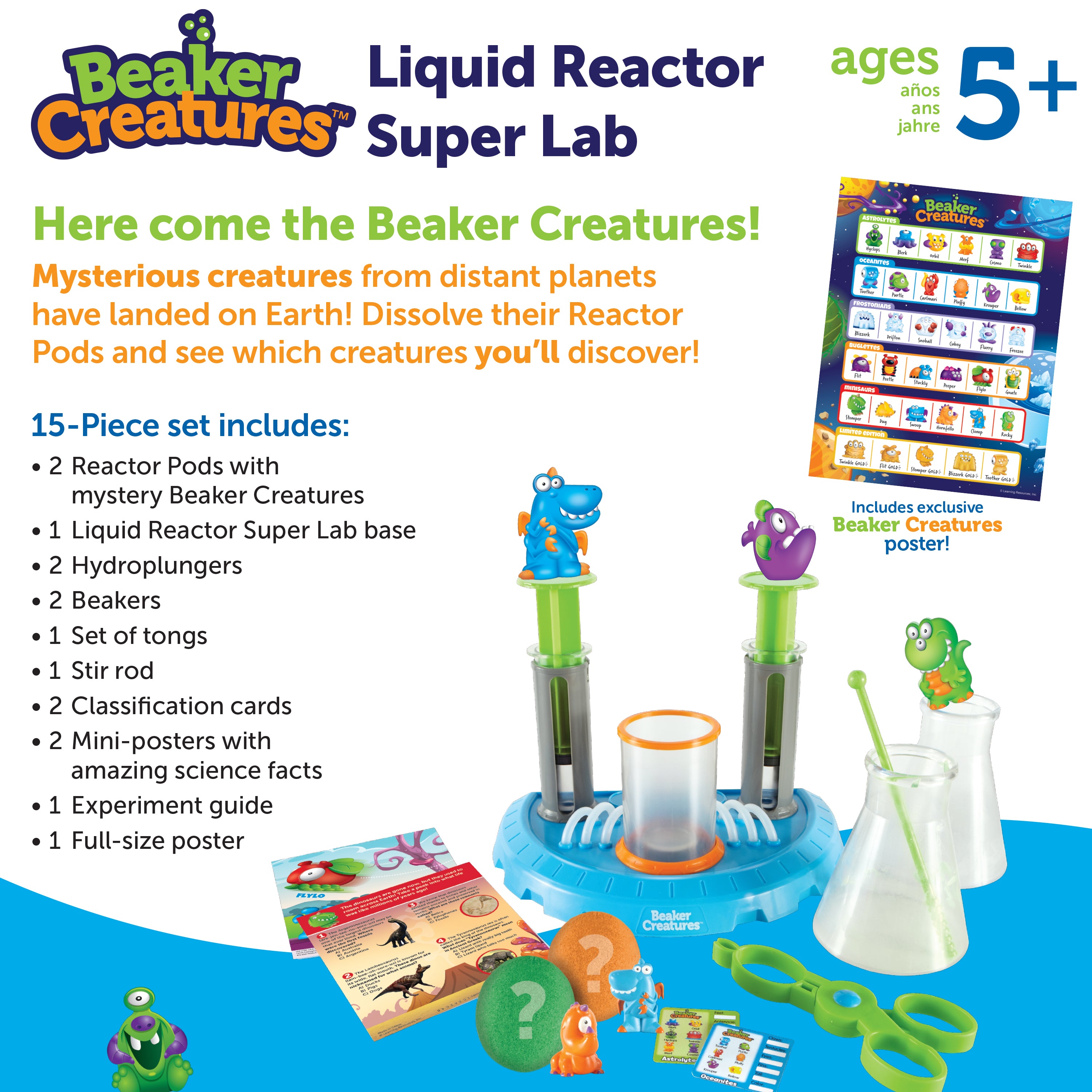 Learning Resources Beaker Creatures Liquid Reactor Super Lab Set, Scientific Exploration and Collectible Surprise Creatures, Ages 5+