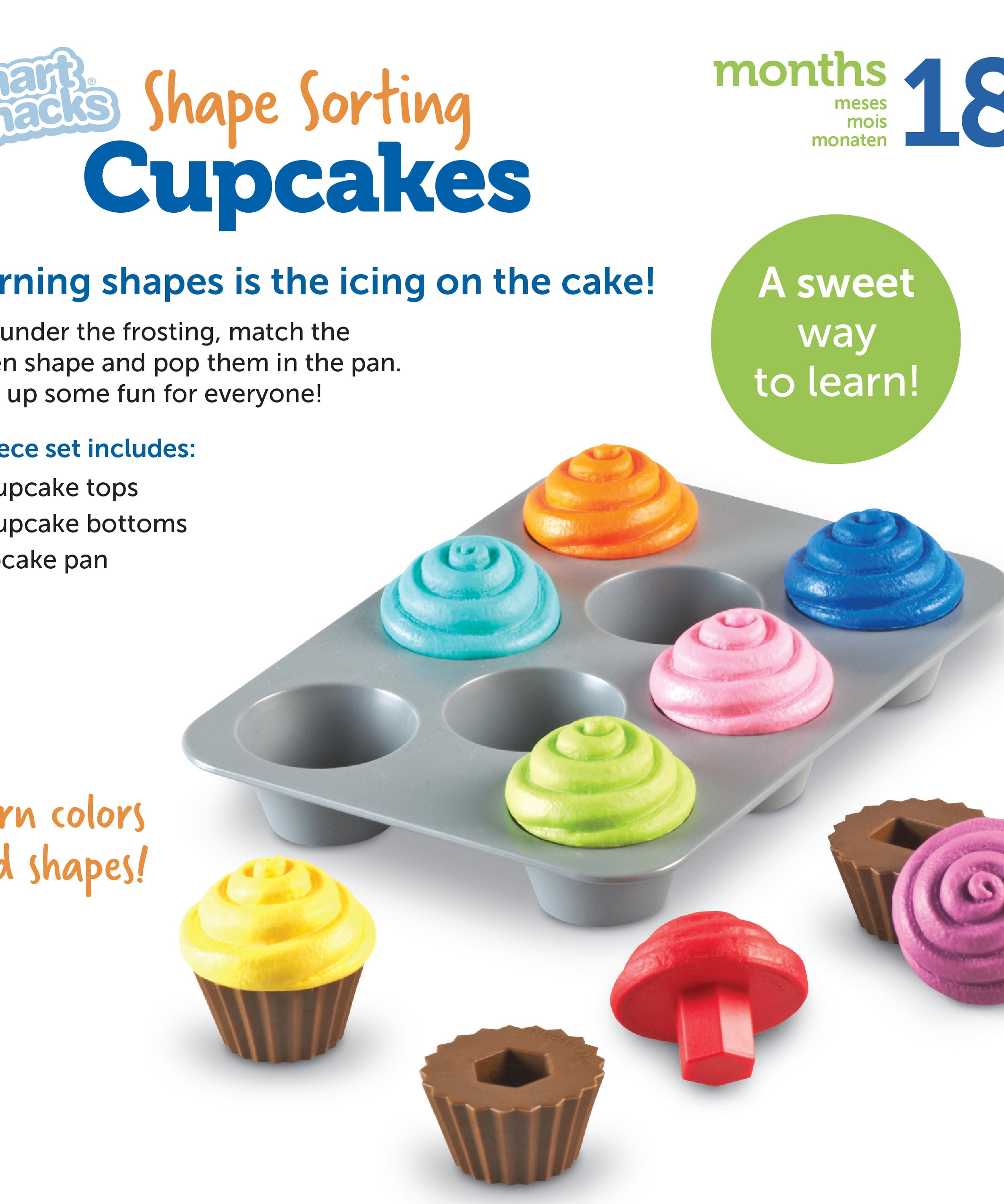 Learning Resources Smart Snacks Shape Sorting Cupcakes, Educational Toy for Toddlers, Teaches Shapes, Colours and Fine Motor Skills, Ages 18 Months and Up