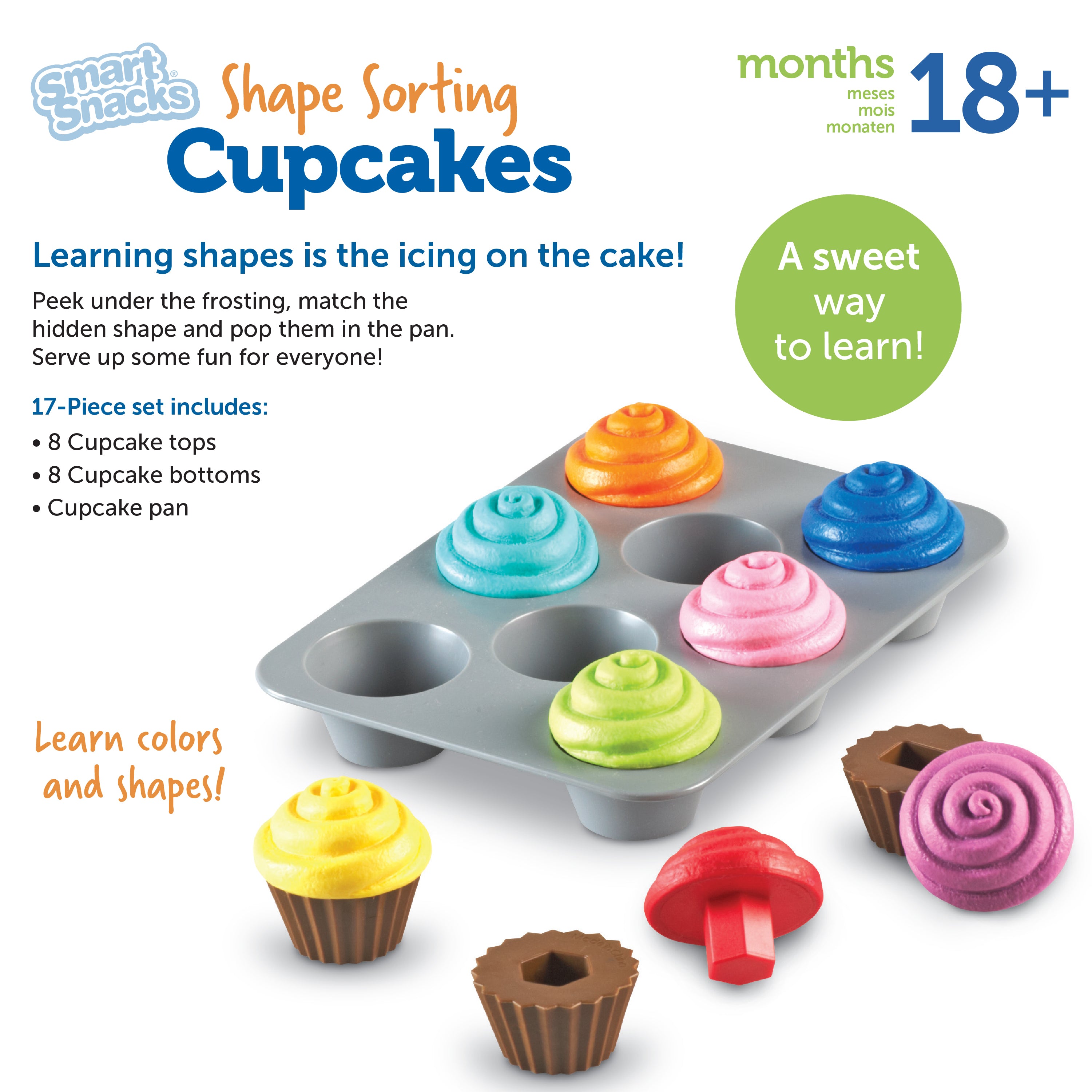 Learning Resources Smart Snacks Shape Sorting Cupcakes, Educational Toy for Toddlers, Teaches Shapes, Colours and Fine Motor Skills, Ages 18 Months and Up