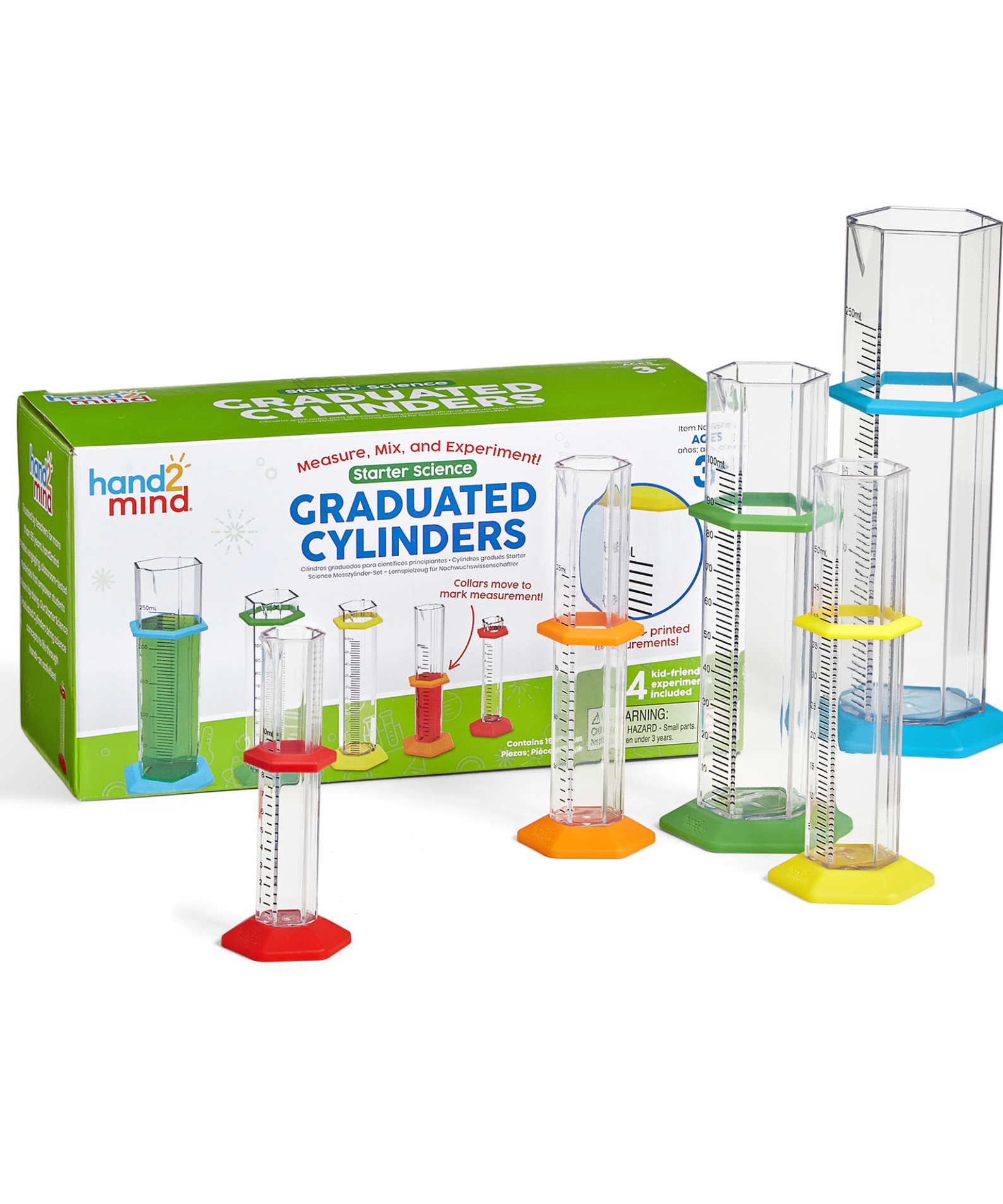 Learning Resources Starter Science Graduated Cylinder Set, 15-Piece Measuring Set for Kids, Hands-On STEM and Sensory Learning for Ages 3+