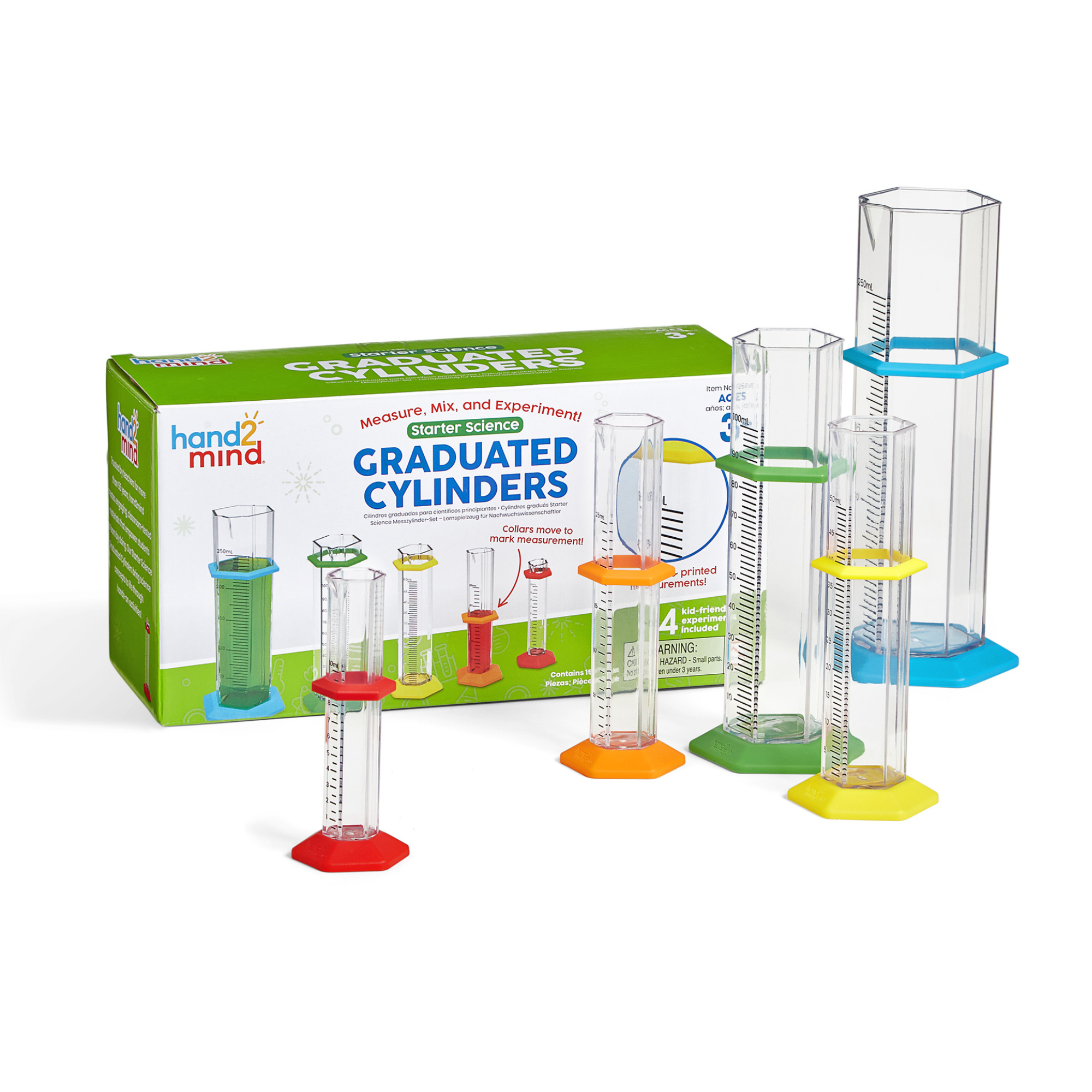 Learning Resources Starter Science Graduated Cylinder Set, 15-Piece Measuring Set for Kids, Hands-On STEM and Sensory Learning for Ages 3+