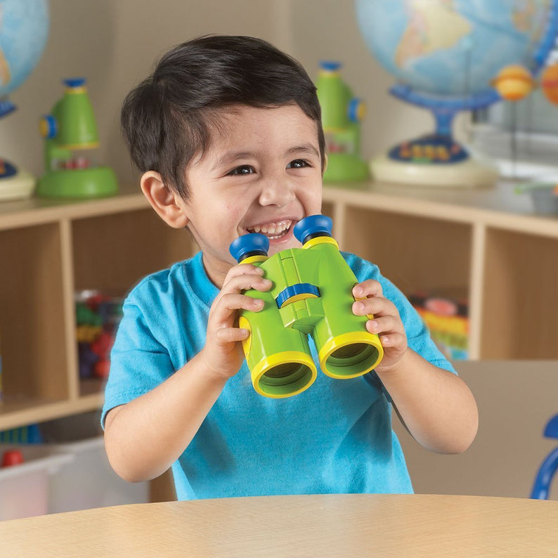 Learning Resources Primary Science Big View Binoculars, 6x Magnification, Easy-Turn Focusing Wheel, Durable Plastic Design with Breakaway Lanyard, Perfect for Outdoor Exploration, Ages 3+