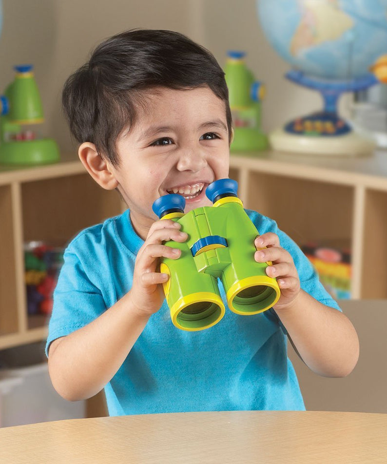 Learning Resources Primary Science Big View Binoculars, 6x Magnification, Easy-Turn Focusing Wheel, Durable Plastic Design with Breakaway Lanyard, Perfect for Outdoor Exploration, Ages 3+