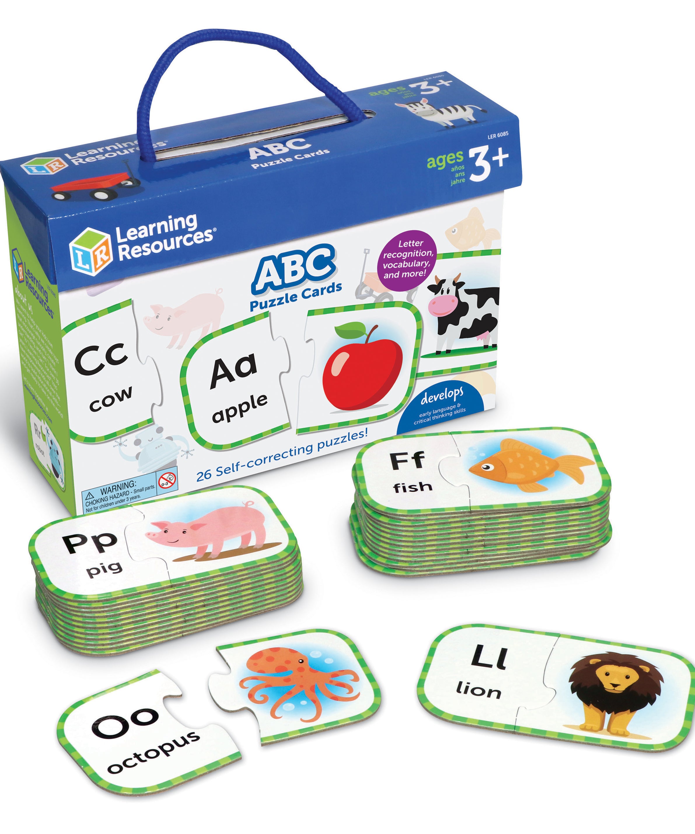 Learning Resources ABC Puzzle Cards, Set of 26 Self-Correcting Letter Matching Puzzles, Teaches Alphabet and Early Language Skills, Ages 3+