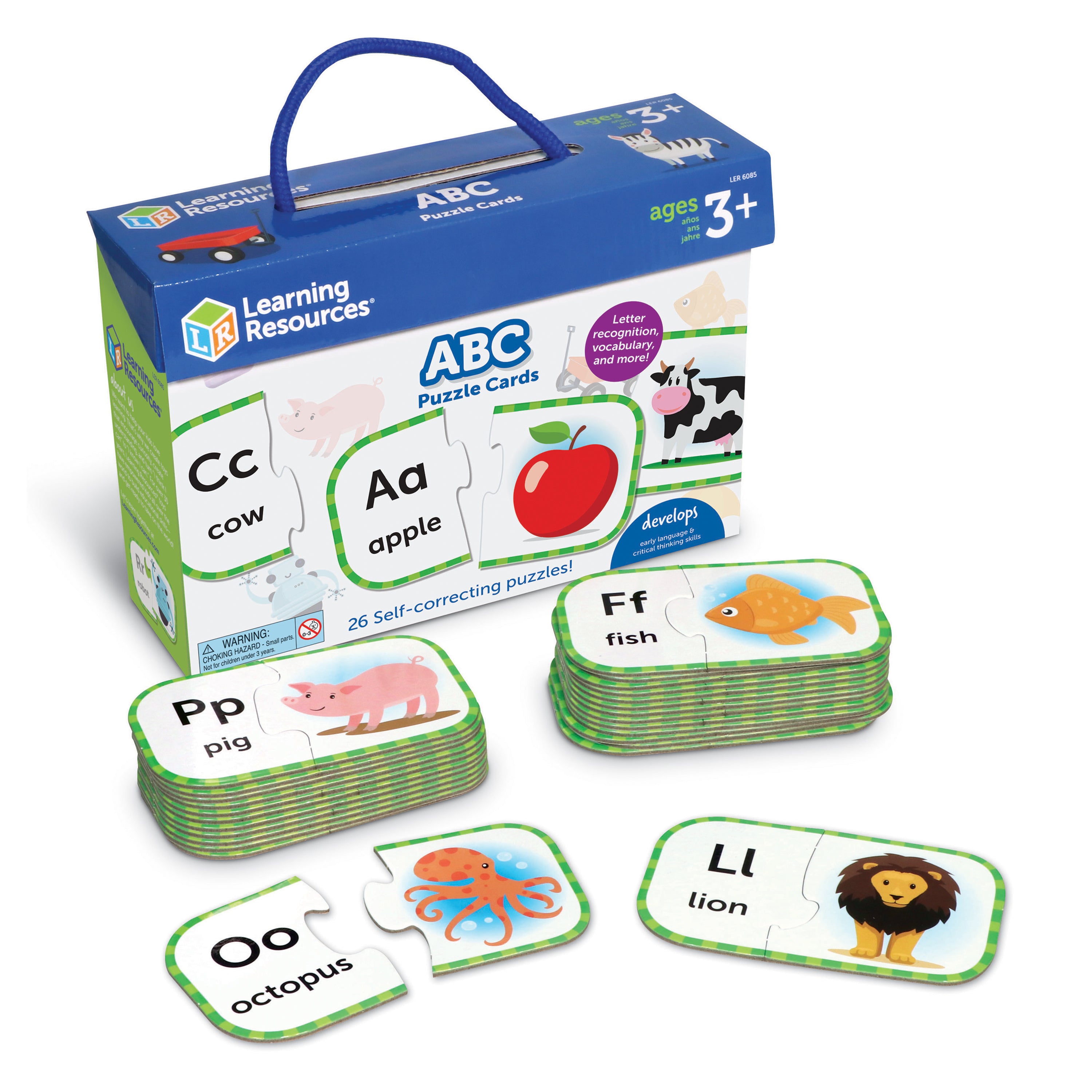 Learning Resources ABC Puzzle Cards, Set of 26 Self-Correcting Letter Matching Puzzles, Teaches Alphabet and Early Language Skills, Ages 3+