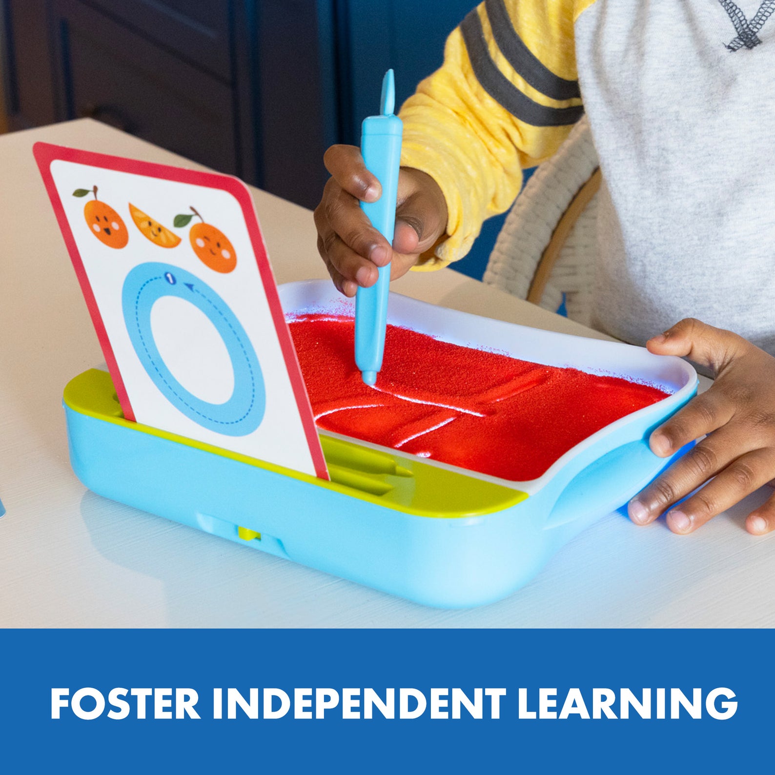 Learning Resources Light-Up Tracing Center, Sensory Writing Tray with Red Play Sand, Cards, and Stylus, Preschool Fine Motor and Pre-Writing Toy for Ages 3+