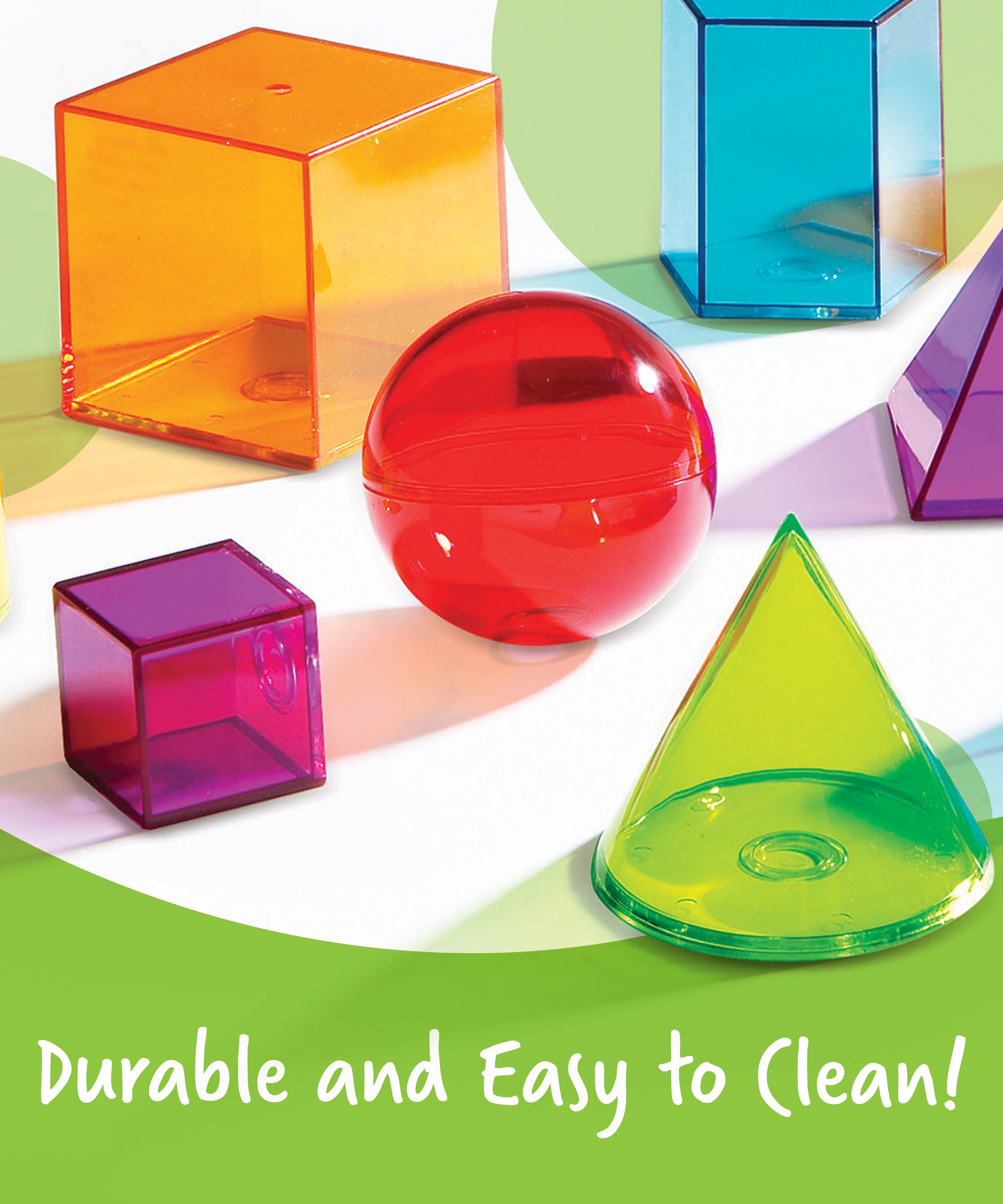 Learning Resources View-Thru Geometric Solids, Set of 14, Ages 8+, Transparent 3D Shapes for Geometry & Volume Exploration