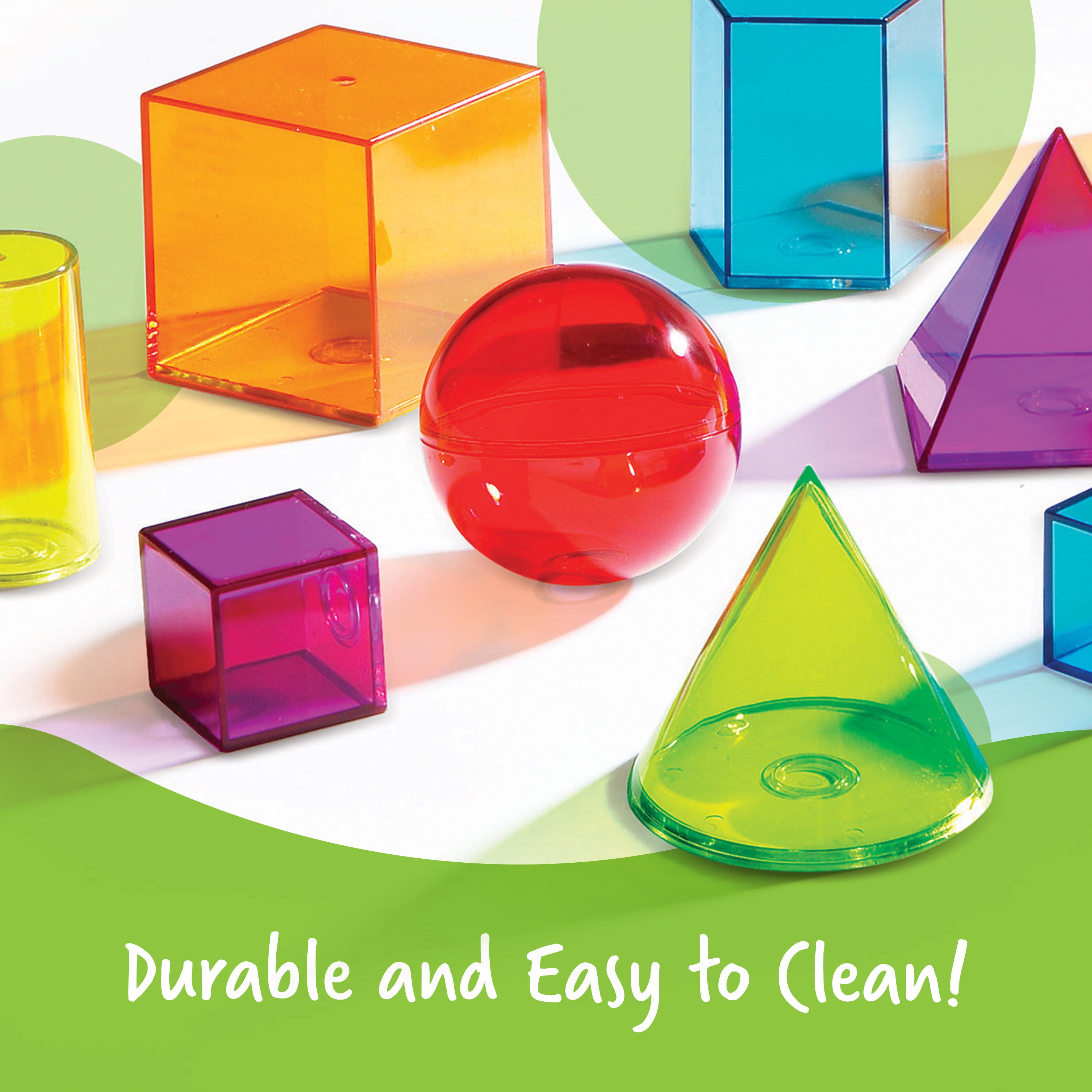 Learning Resources View-Thru Geometric Solids, Set of 14, Ages 8+, Transparent 3D Shapes for Geometry & Volume Exploration