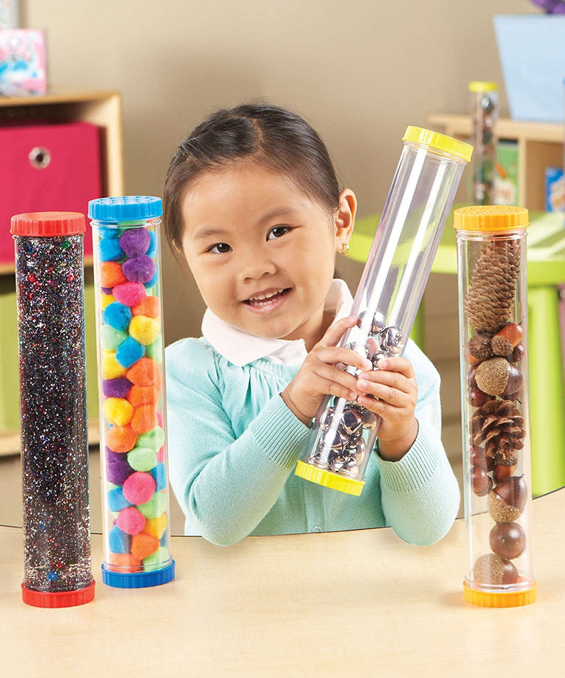 Learning Resources Primary Science Sensory Tubes, Sensory Exploration and Early Scientific Discovery, Set of 4 with Solid and Vented Lids, Ages 2+