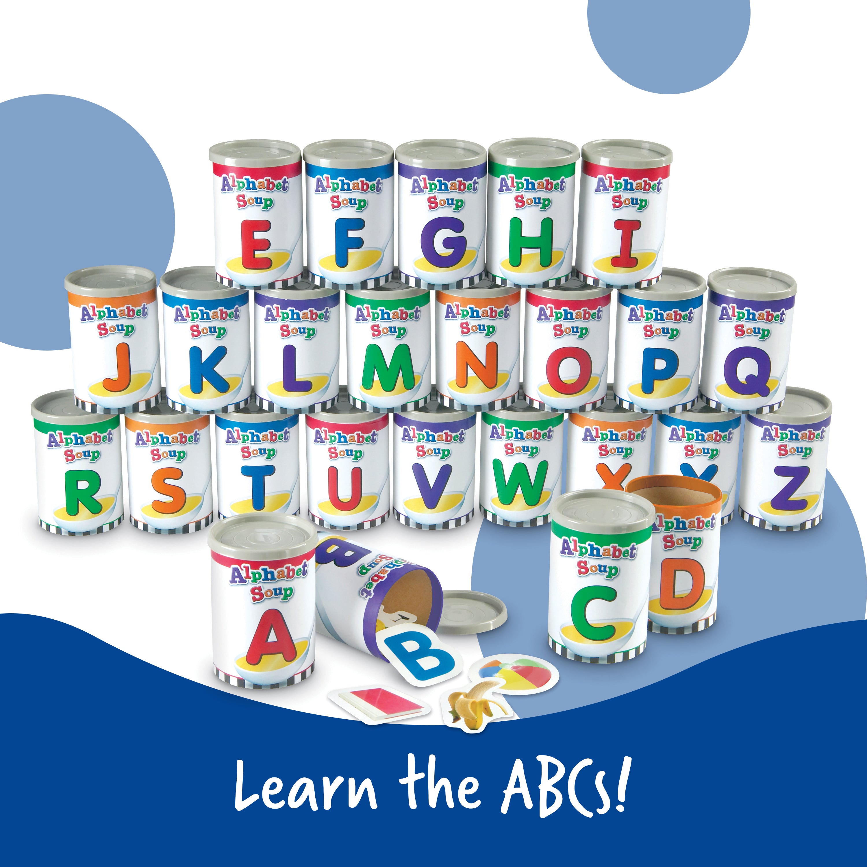 Learning Resources Alphabet Soup Sorters, Hands-On Alphabet & Literacy Learning Set, 208 Pieces, Ages 3+