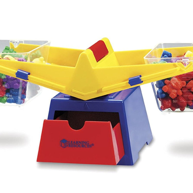 Learning Resources Primary Bucket Balance with Compare Bear Counters, Hands-On Math Learning Tool for Weighing, Measuring and Comparing, Includes 102 Counters and Activity Guide, Ages 3+