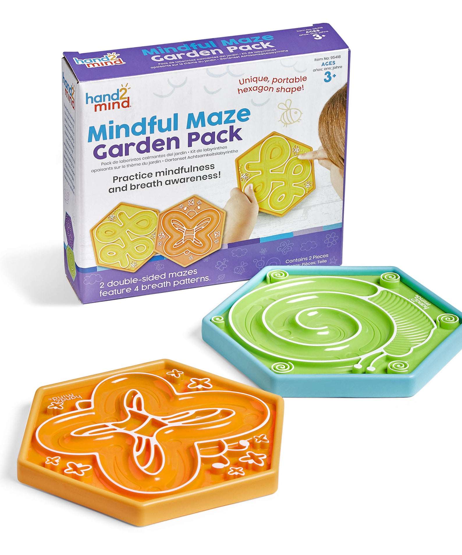 Learning Resources Mindful Maze Garden Pack, Calming Sensory Breathing Boards for Kids, Mindfulness & Self-Regulation Tool, 2 Double-Sided Boards with 4 Breathing Patterns, Ages 3+