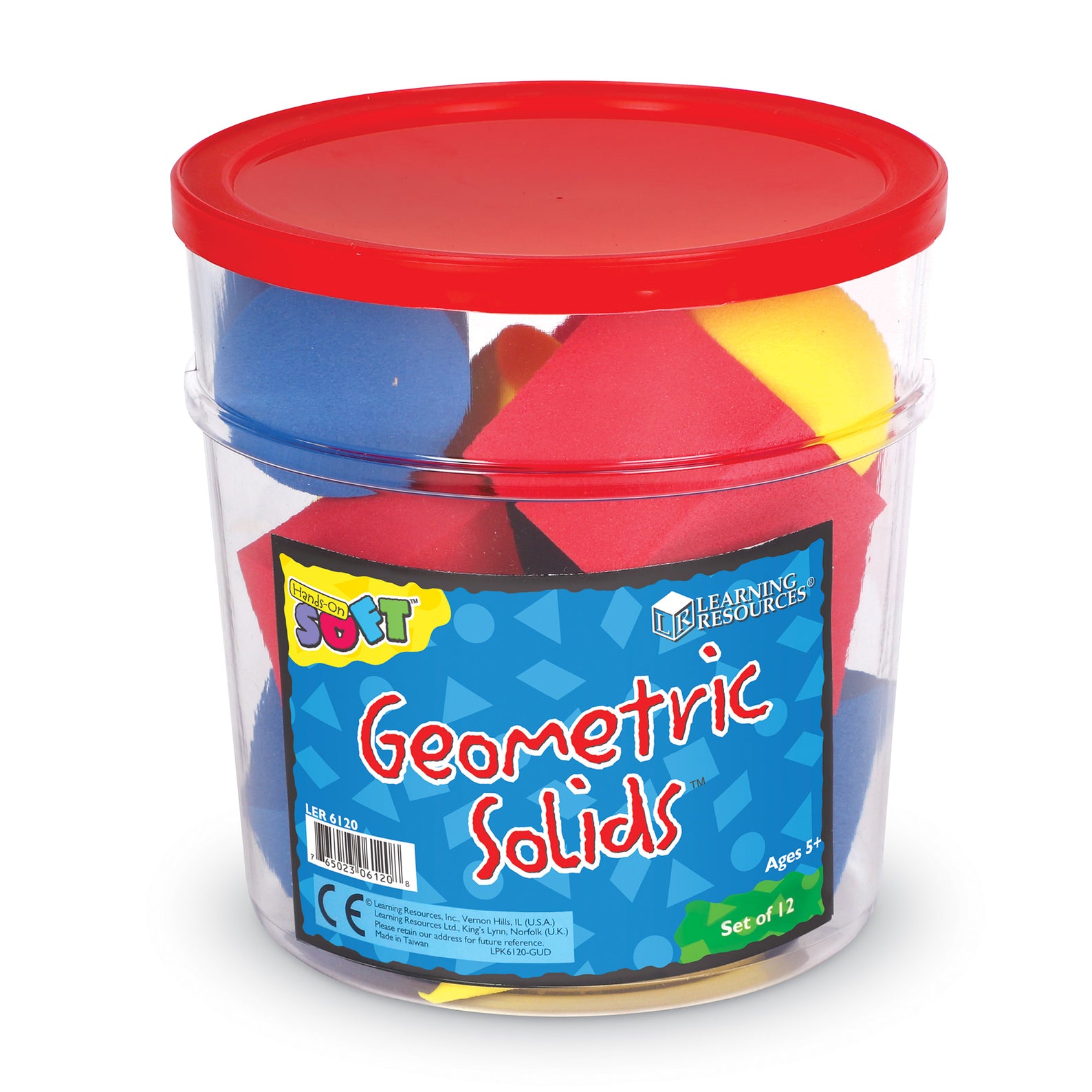 Learning Resources Hands-On Soft Geosolids, Soft Foam 3D Shapes, Set of 12, Ages 5+, Geometry Practice for Kids