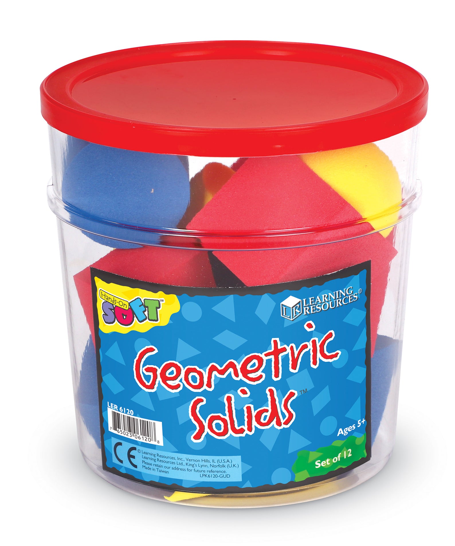 Learning Resources Hands-On Soft Geosolids, Soft Foam 3D Shapes, Set of 12, Ages 5+, Geometry Practice for Kids