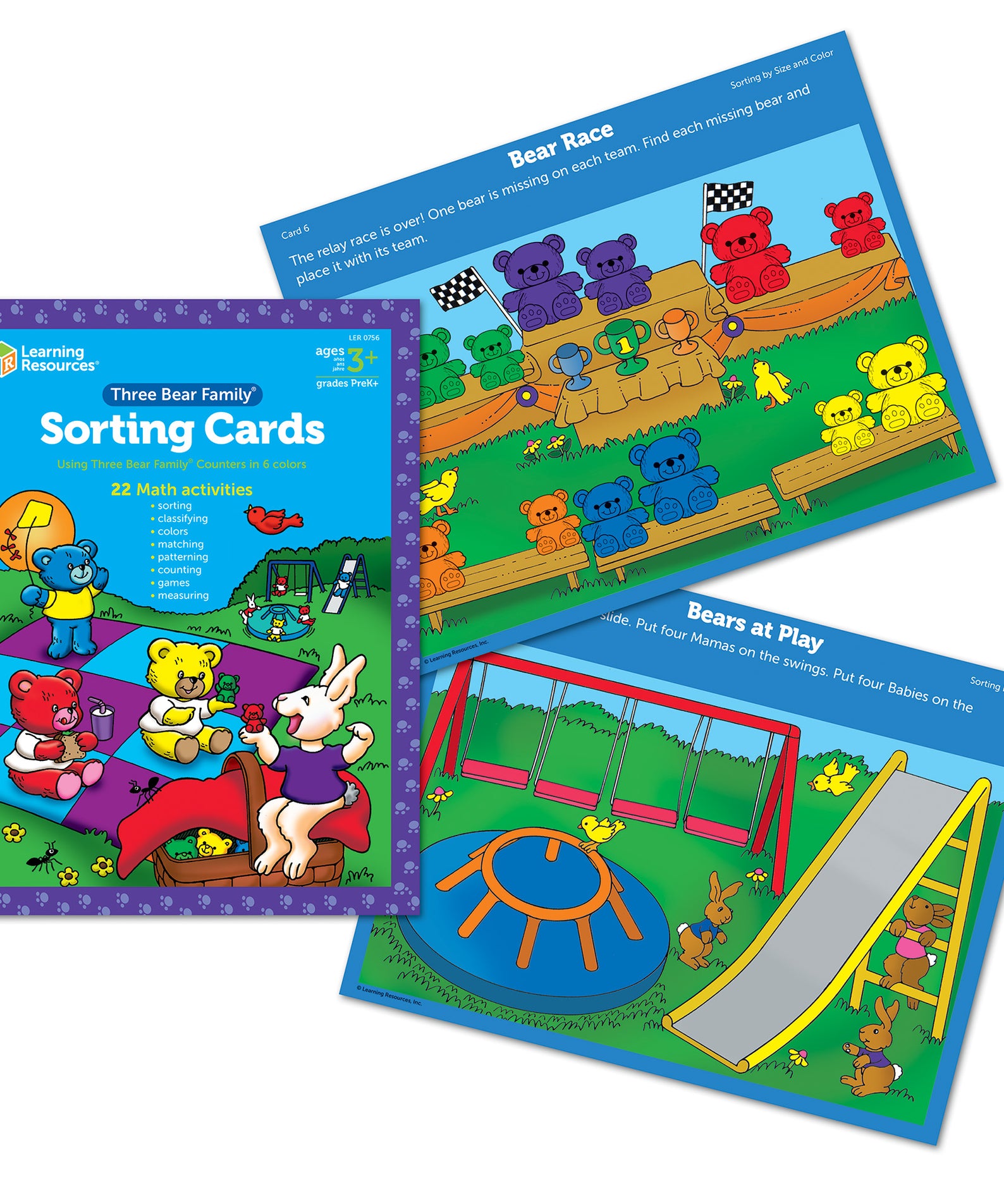 Learning Resources Three Bear Family Sort, Pattern & Play Activity Set, Compare Bears with Sorting Bowls, Dice, Spinner & Pattern Cards, Maths Counters for Early Years, Ages 3+