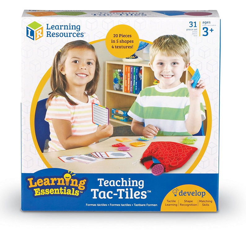 Learning Resources Teaching Tac-Tiles LER 9075, Tactile Learning Set for Early Development, Includes 20 Pieces, 10 Activity Cards, and Feely Bag for Sensory Play