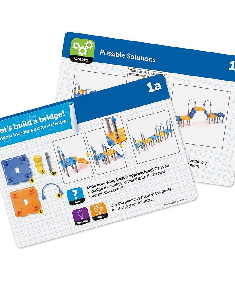 Learning Resources City Engineering & Design Building Set, Hands-On STEM & STEAM Construction Kit for Kids, Encourages Early Engineering & Creative Problem-Solving, 100 Pieces & 10 Activity Cards, Ages 5+