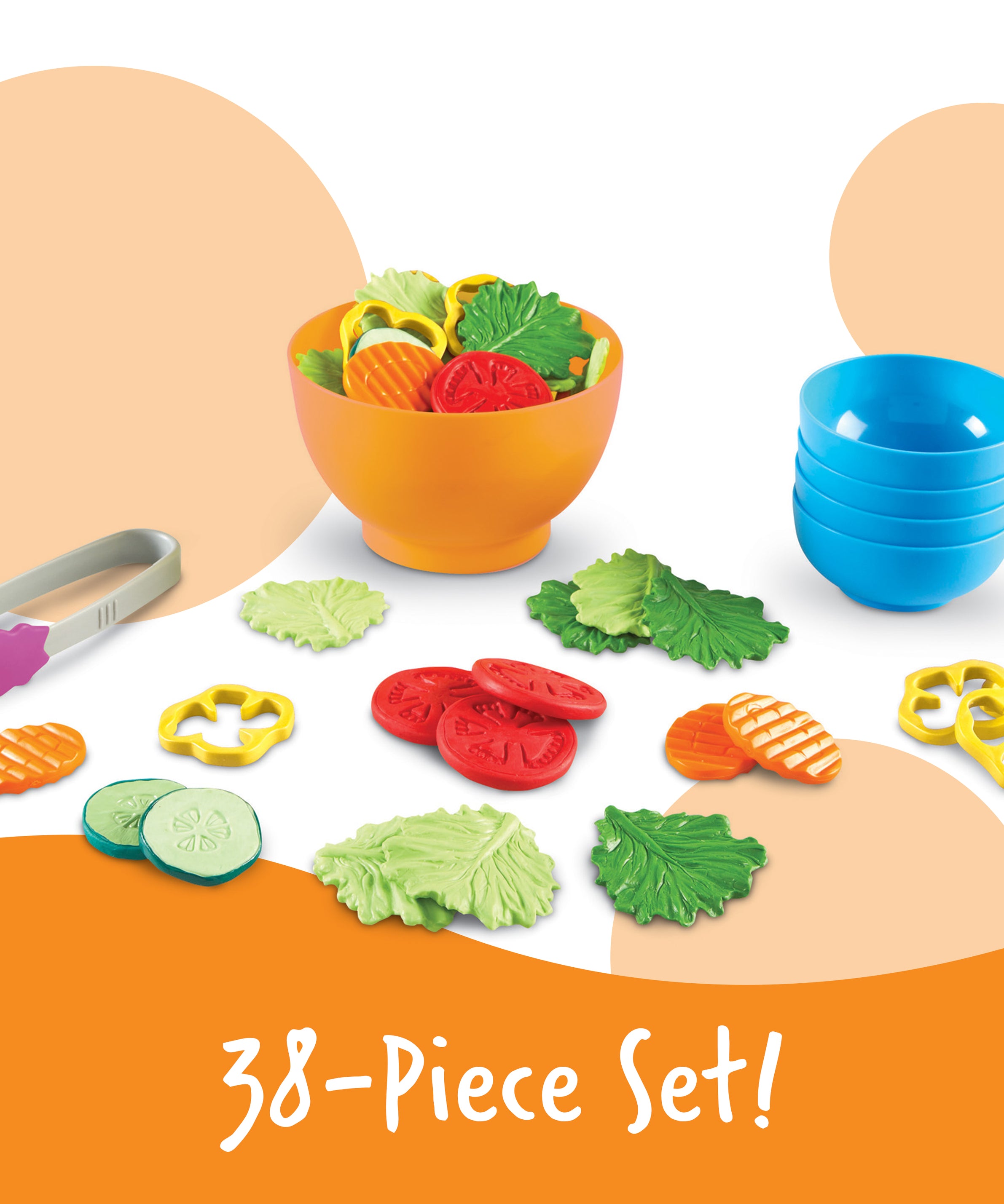 Learning Resources New Sprouts Garden Fresh Salad Set, Pretend Play Food Set for Toddlers, Includes 38 Pieces, Encourages Language and Social Skills, Ages 2+