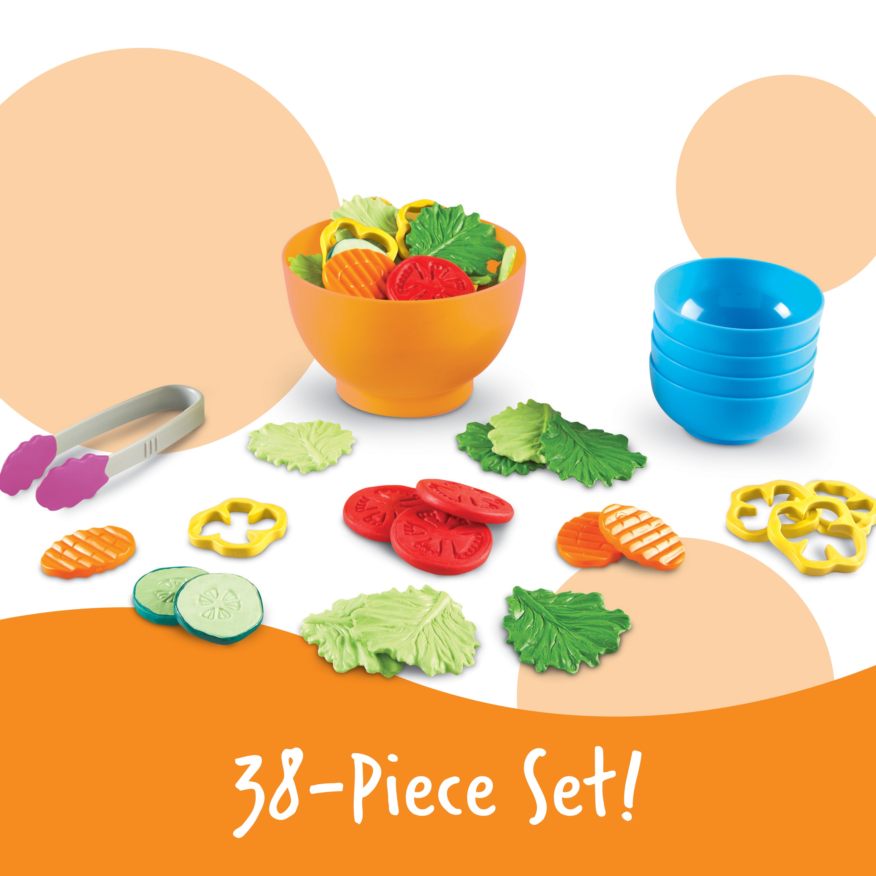 Learning Resources New Sprouts Garden Fresh Salad Set, Pretend Play Food Set for Toddlers, Includes 38 Pieces, Encourages Language and Social Skills, Ages 2+