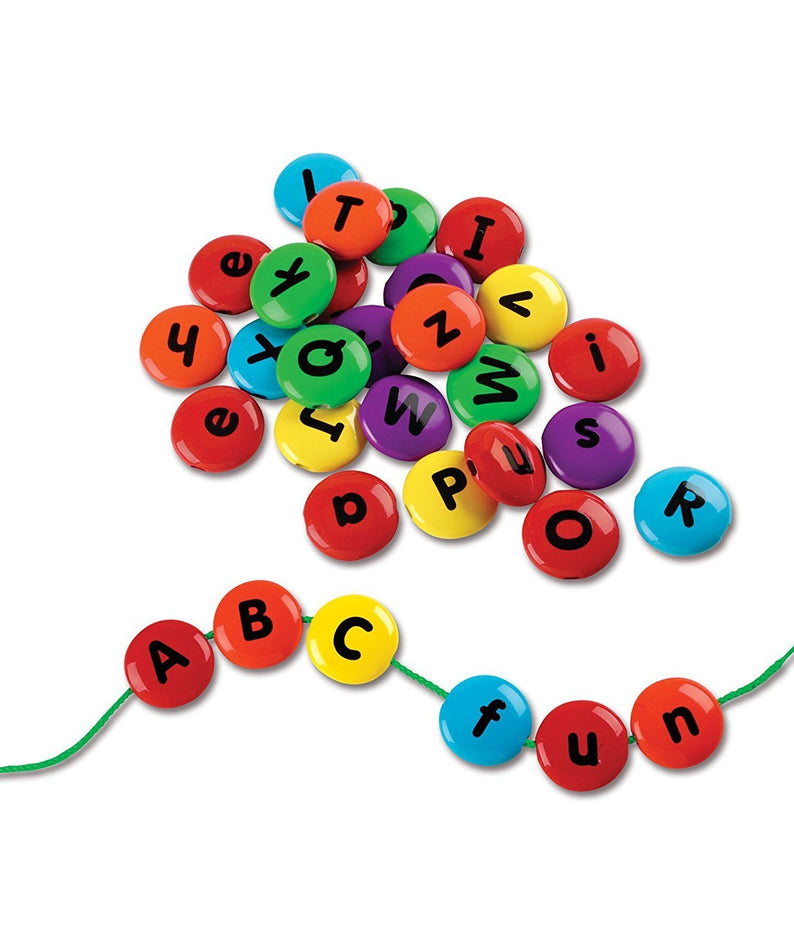 Learning Resources Smart Snacks ABC Lacing Sweets, Alphabet Beads for Fine Motor Skills and Early Literacy, Preschool Learning Toy with Storage Tub, Ages 3+