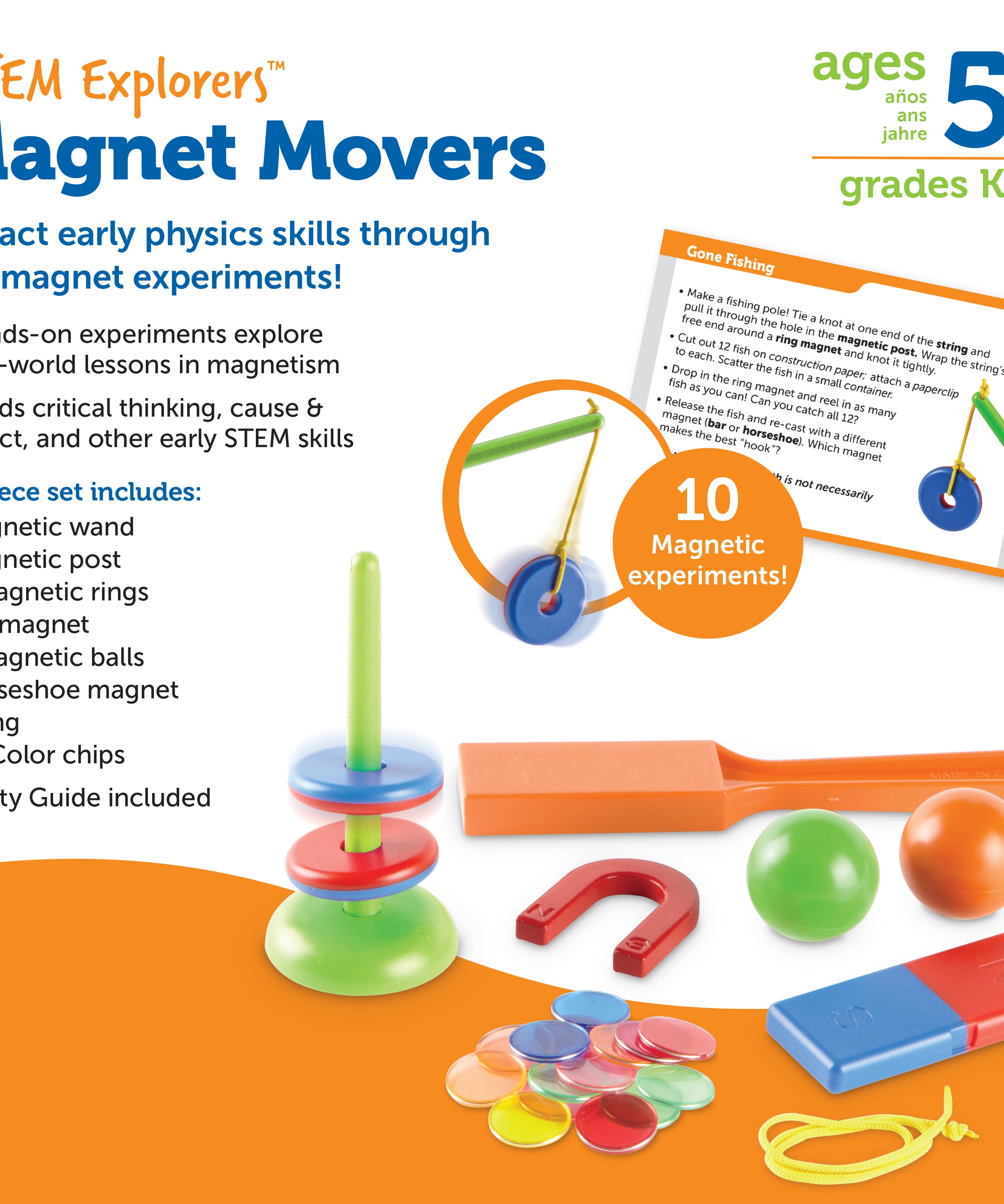 Learning Resources STEM Explorers Magnet Movers, Hands-On Magnetism Experiment Set for Kids, Ages 5+