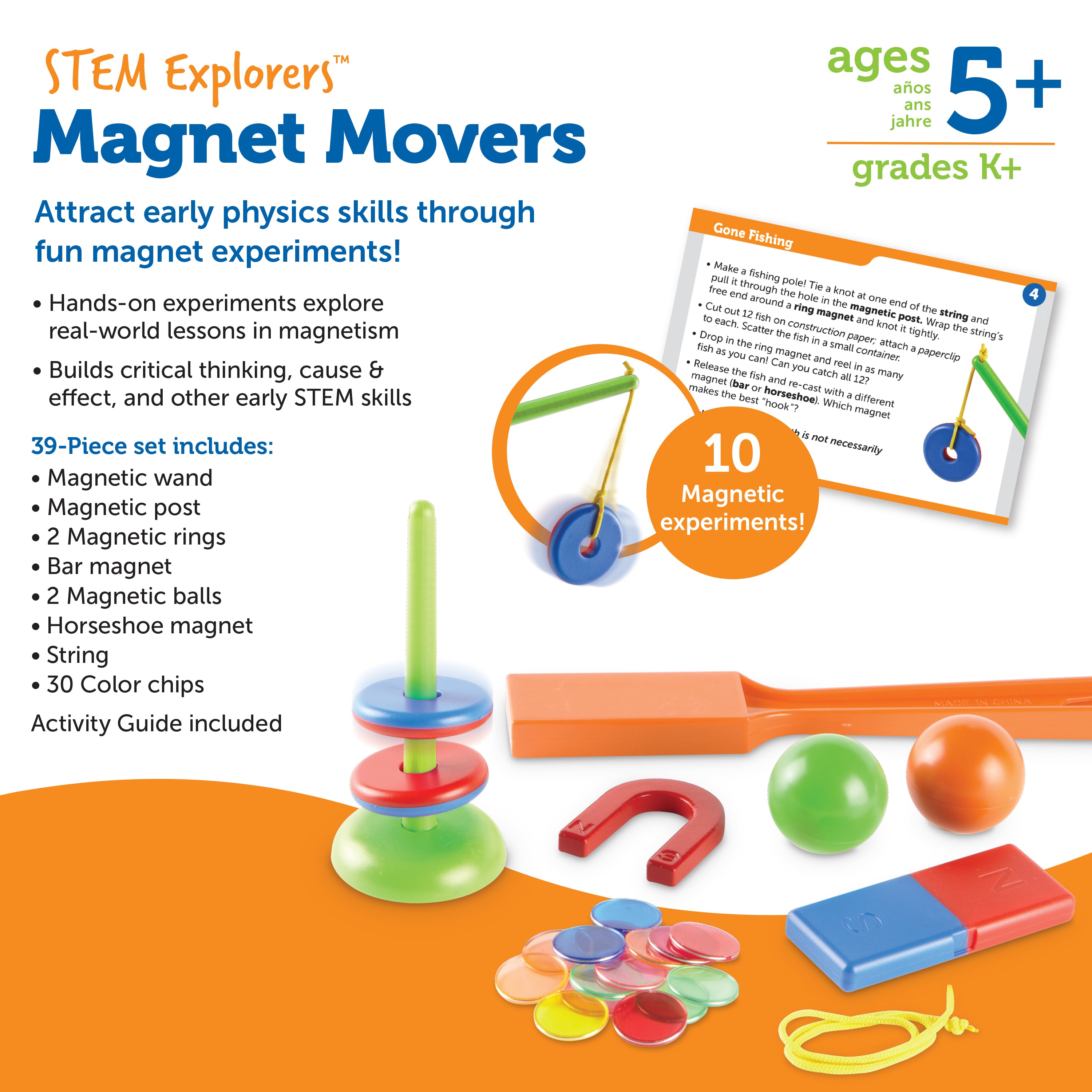 Learning Resources STEM Explorers Magnet Movers, Hands-On Magnetism Experiment Set for Kids, Ages 5+