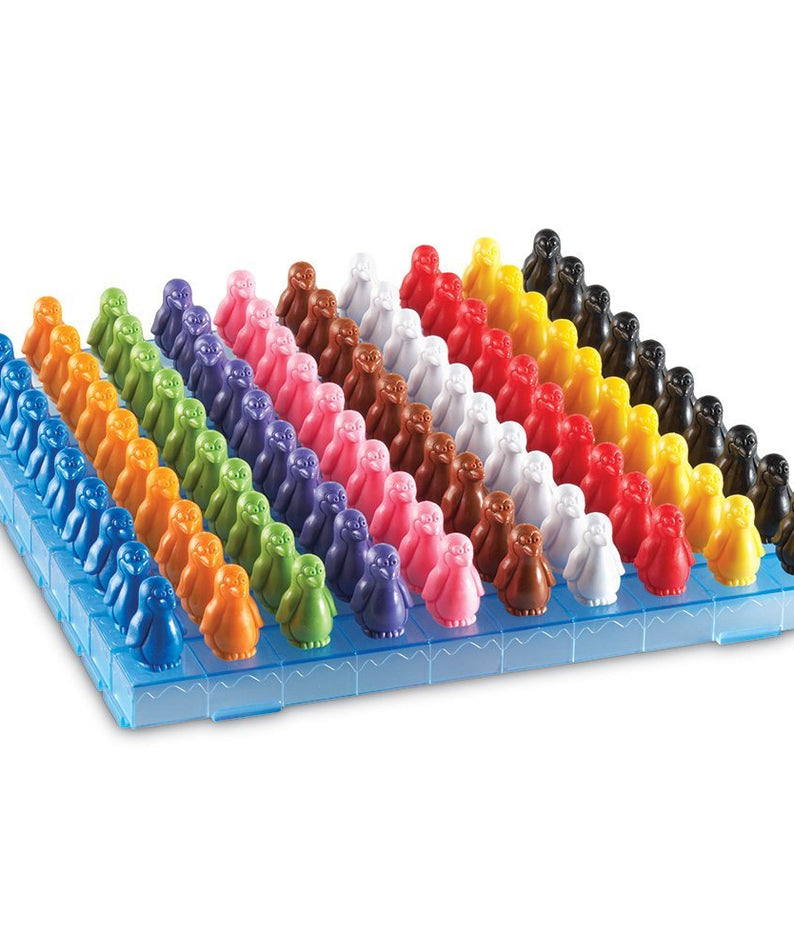 Learning Resources Penguins on Ice Math Activity Set, Hands-On Counting and Sorting Game for Kids, Includes 100 Colourful Penguin Counters and 10 Ice Bars