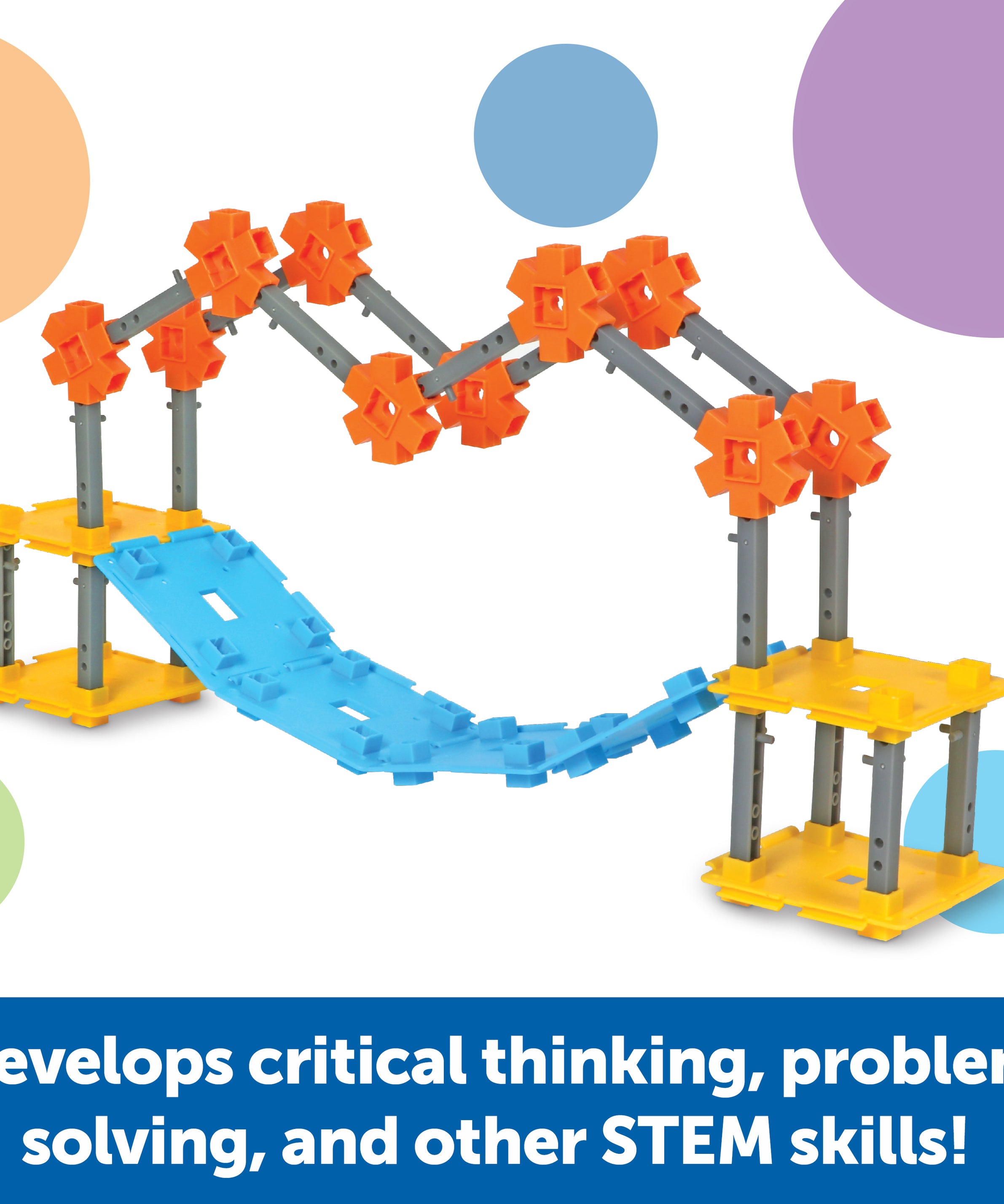 Learning Resources STEM Explorers Bridge Builders, STEM Toys for Kids Ages 5+, Build Bridges and Towers, 9 Engineering Challenges, Critical Thinking Skills, 62 Pieces, Activity Cards