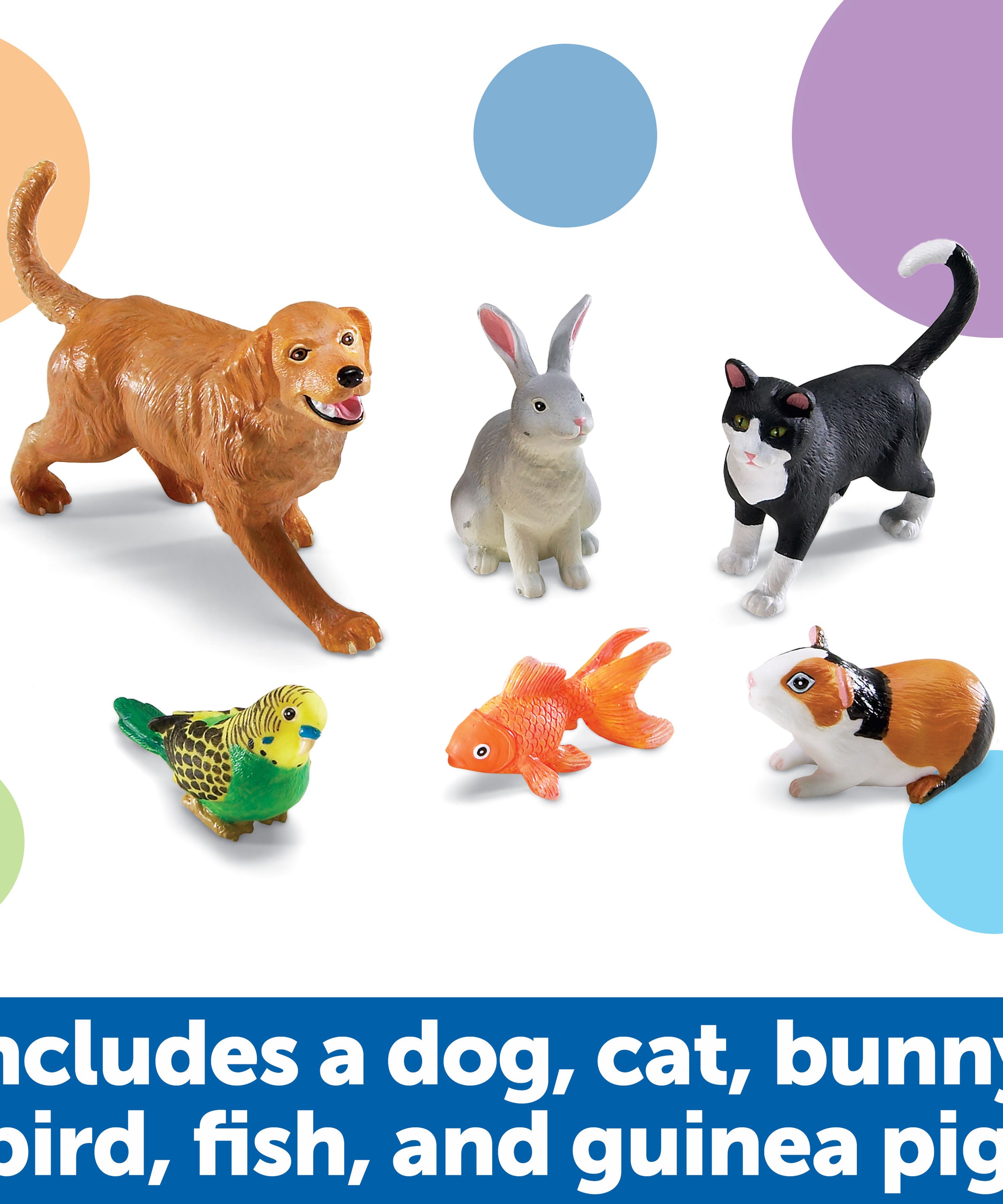 Learning Resources Jumbo Pets Toy Set, 6-Piece Realistic Pet Animal Figures for Kids Imaginative Play and Early Learning