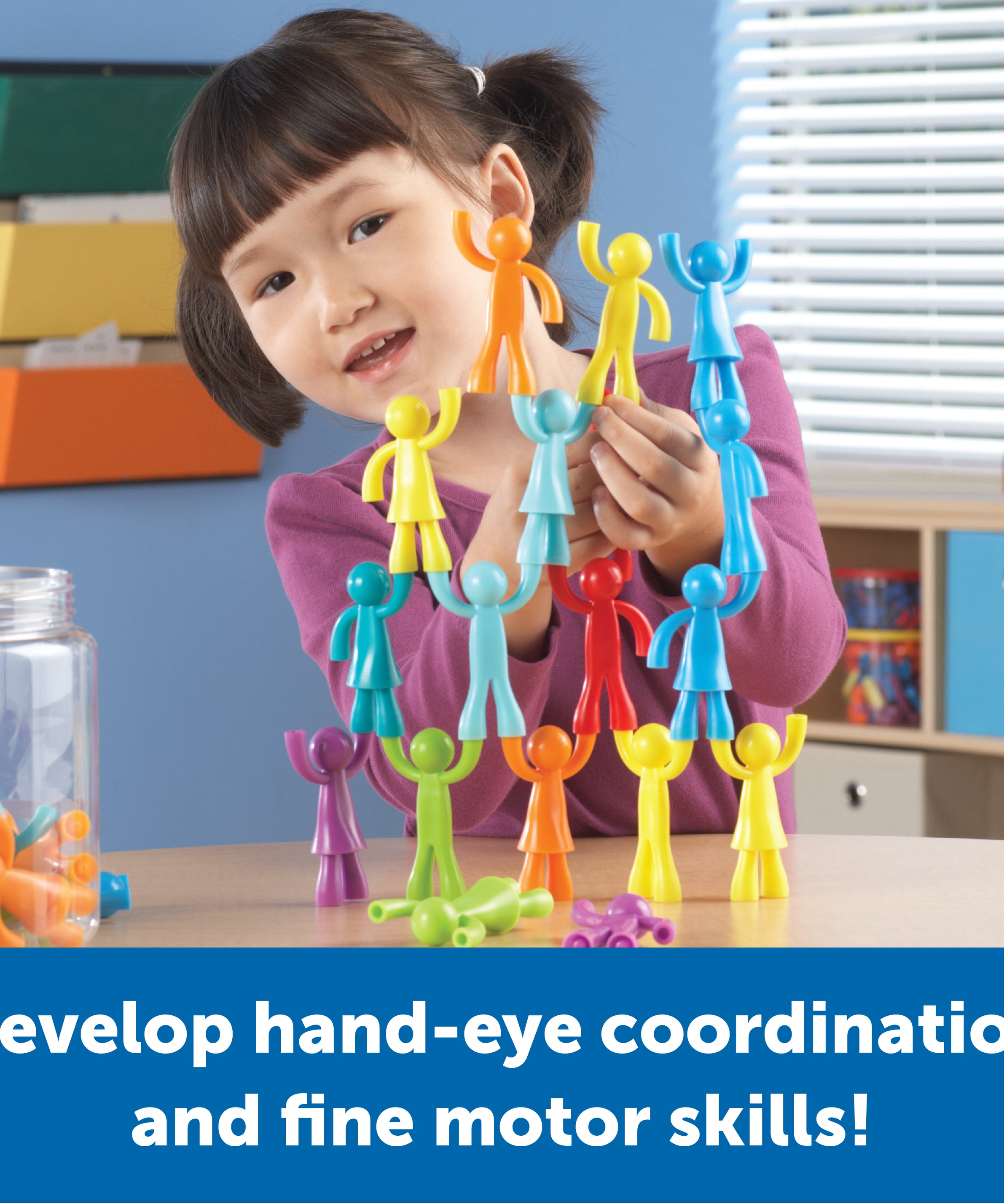 Learning Resources All About Me Buddy Builders, Set of 32 Figures, Develops Fine Motor Skills & Early Maths, Ideal for Counting, Sorting, Patterning, Includes 8 Colours, Ages 3+