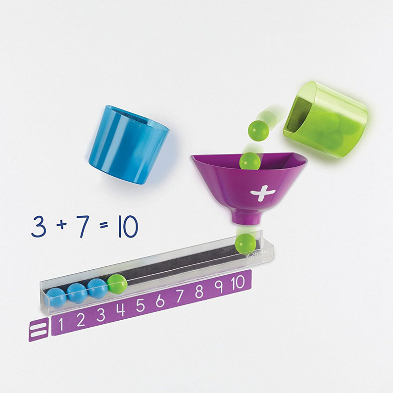 Learning Resources Magnetic Addition Machine, Interactive Front of Class Addition Activity, Includes 20 Magnetic Balls, Funnel, and Counting Tray, Ages 4+