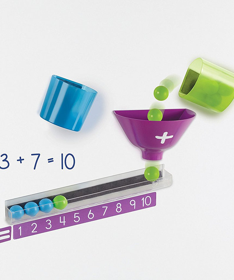 Learning Resources Magnetic Addition Machine, Interactive Front of Class Addition Activity, Includes 20 Magnetic Balls, Funnel, and Counting Tray, Ages 4+