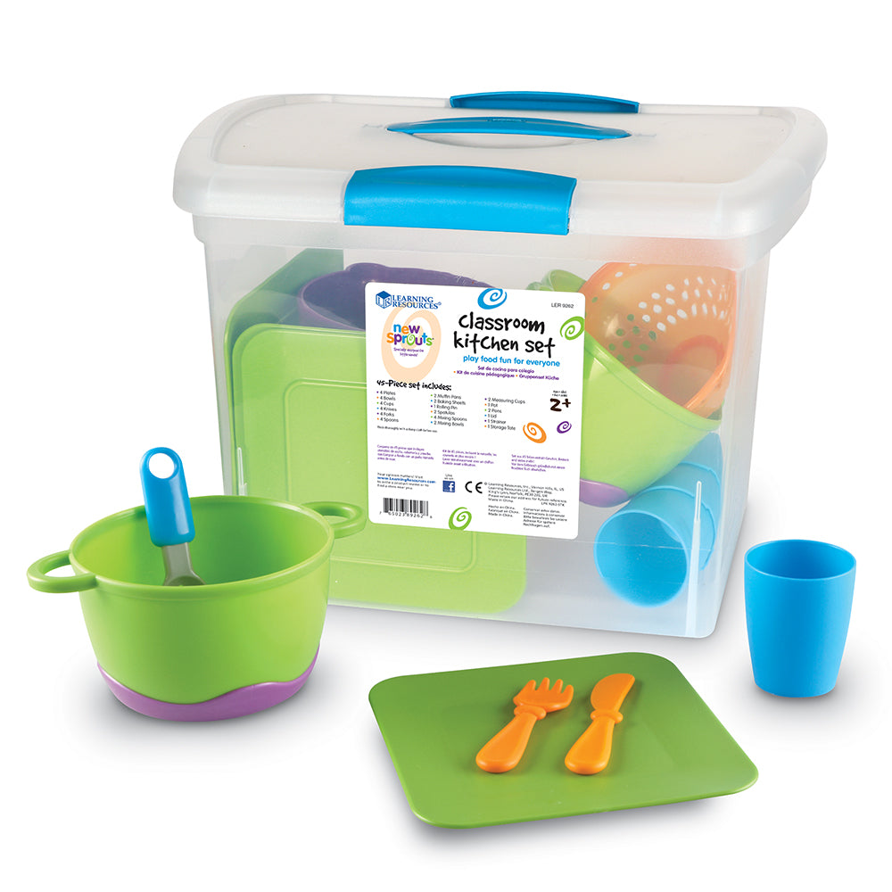 Learning Resources New Sprouts Classroom Kitchen Set, Colorful Pretend Play Kitchen Set for Early Learners, Ideal for Imaginative Play, Ages 2+