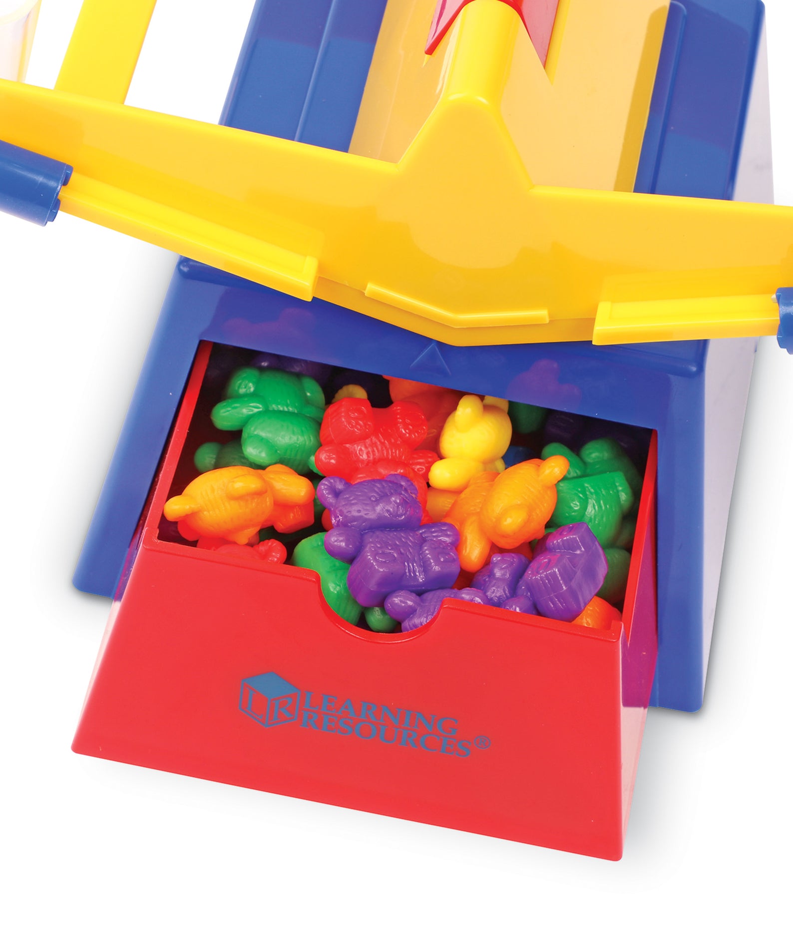 Learning Resources Primary Bucket Balance with Compare Bear Counters, Hands-On Math Learning Tool for Weighing, Measuring and Comparing, Includes 102 Counters and Activity Guide, Ages 3+