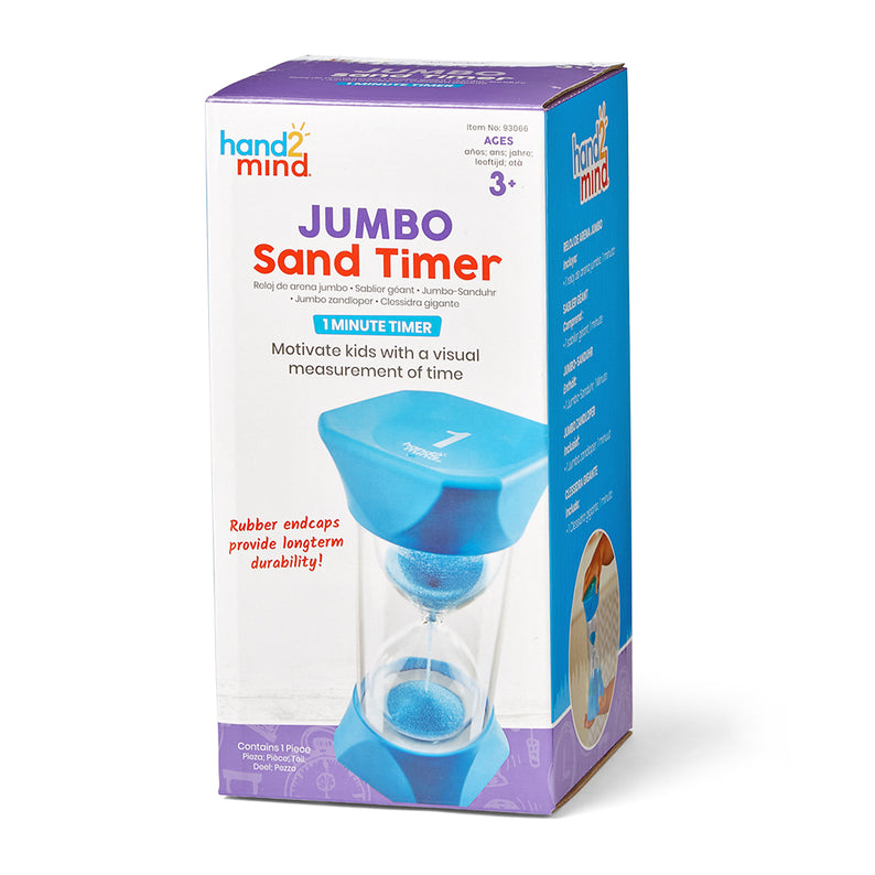 Learning Resources Jumbo Sand Timer, 1 Minute Visual Timer for Kids, Durable Hourglass Timer for Time Management and Classroom Activities, Ages 3+