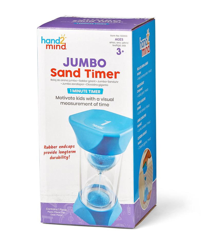 Learning Resources Jumbo Sand Timer, 1 Minute Visual Timer for Kids, Durable Hourglass Timer for Time Management and Classroom Activities, Ages 3+