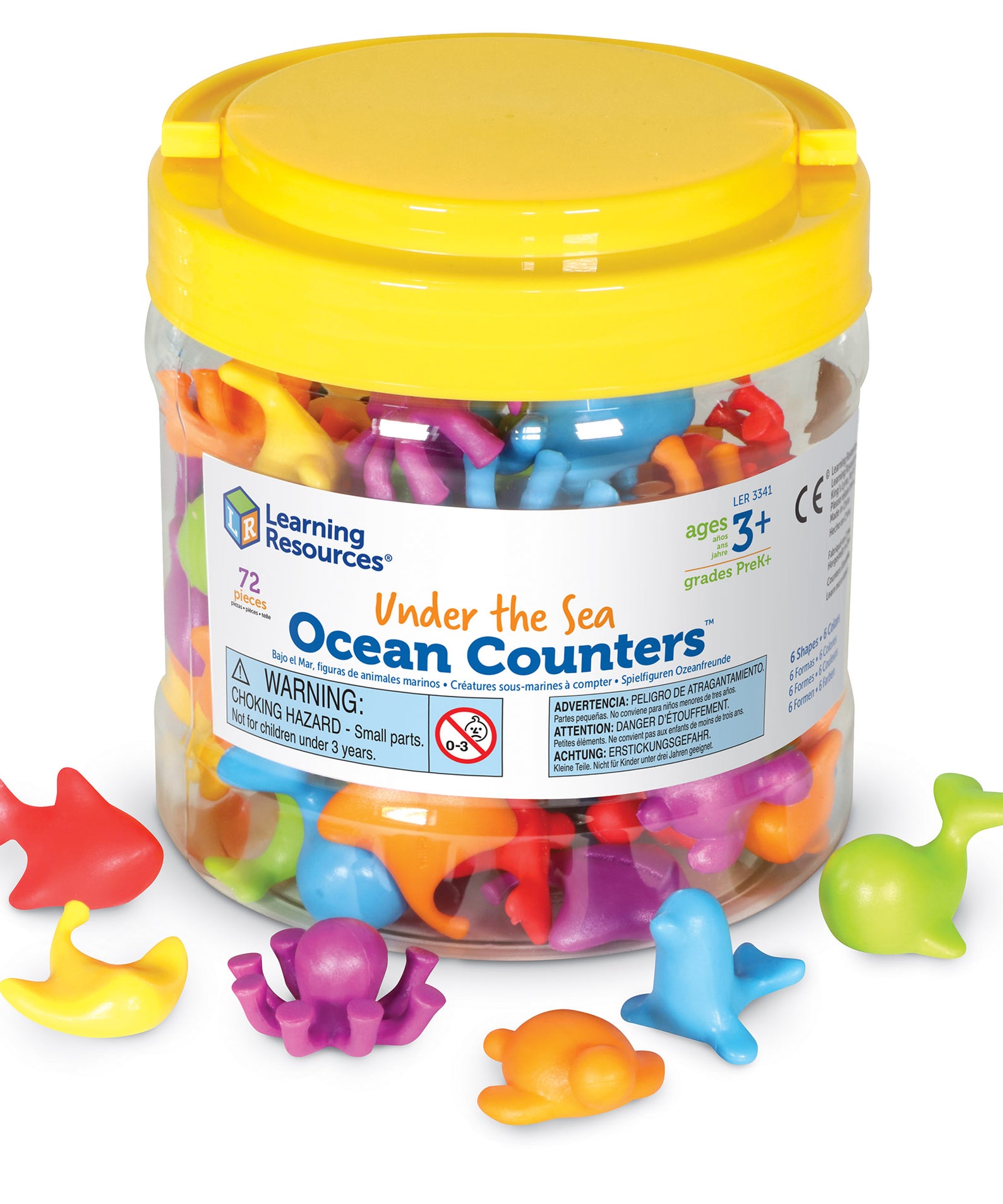 Learning Resources Under the Sea Ocean Counters, Set of 72, Colourful Ocean Animal Counters, Early Maths Skills, Sorting and Counting, Ages 3+, Storage Tub Included