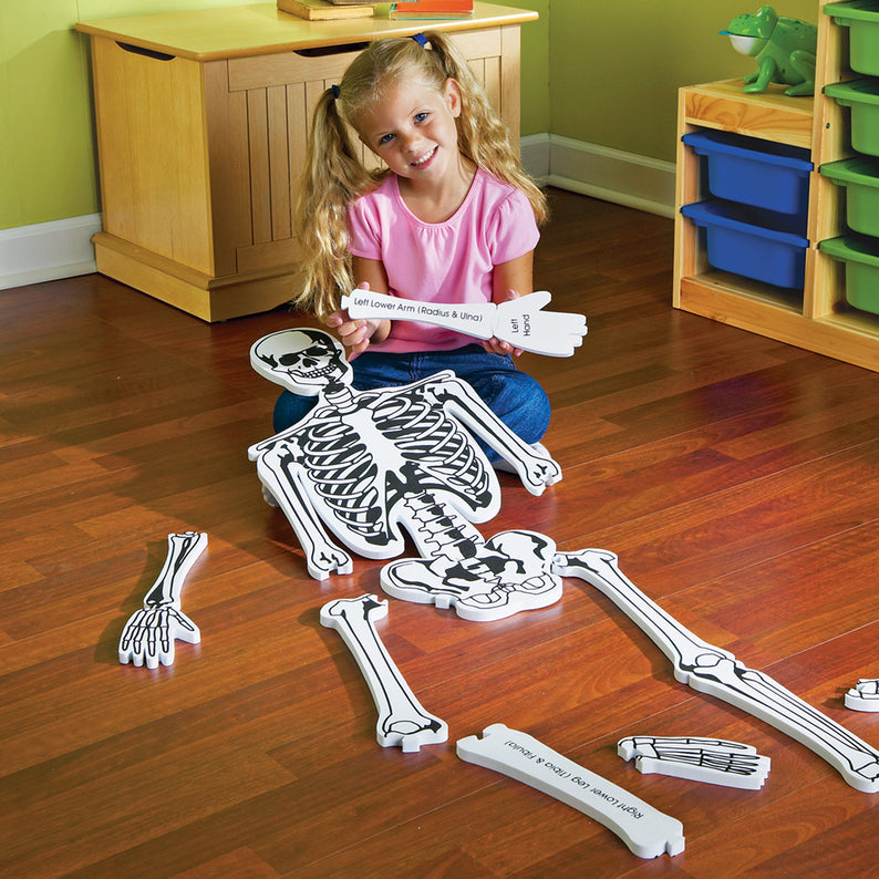 Learning Resources Skeleton Foam Floor Puzzle, 122cm Tall Human Body Learning Toy for Kids, 15 Soft Foam Pieces with Bone Names on Reverse, Educational Anatomy Puzzle for Early Learners