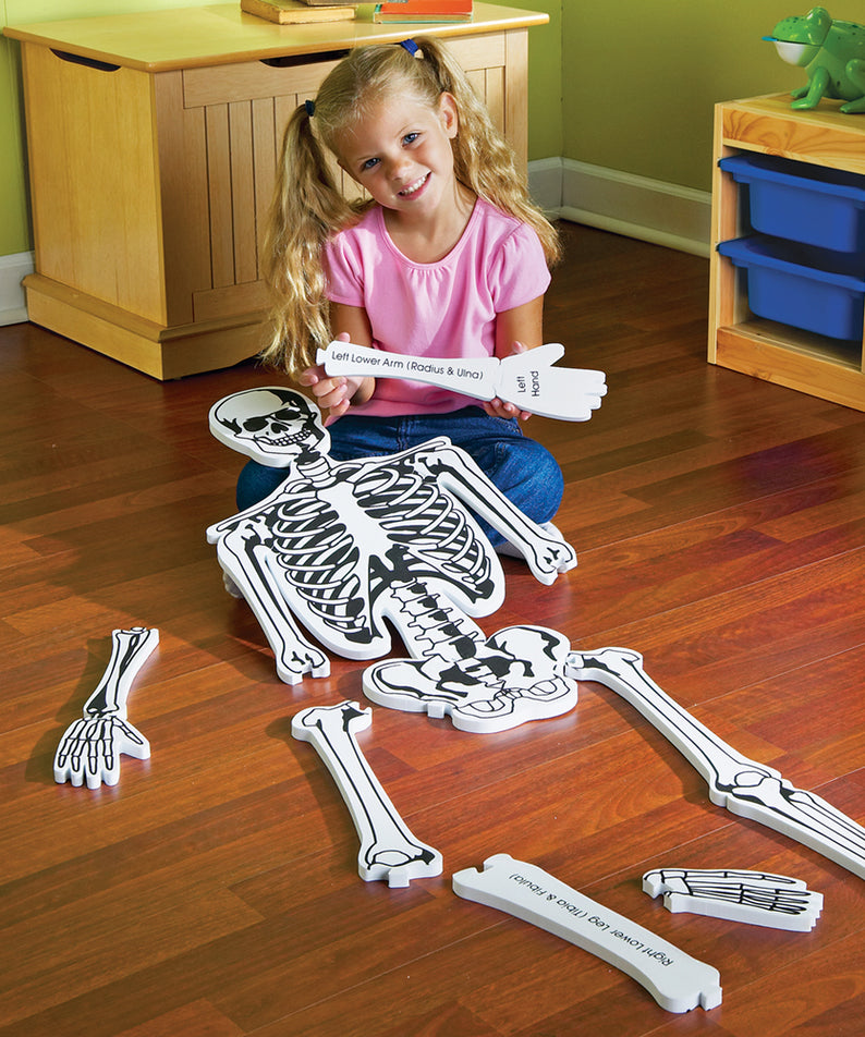Learning Resources Skeleton Foam Floor Puzzle, 122cm Tall Human Body Learning Toy for Kids, 15 Soft Foam Pieces with Bone Names on Reverse, Educational Anatomy Puzzle for Early Learners