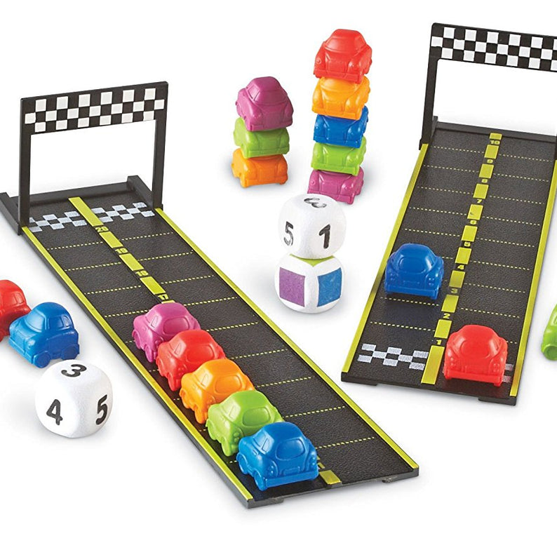 Learning Resources Mini Motor Math Activity Set, Early Years Numeracy Game, Includes Car Counters, Dice & Track Pieces, Ages 4+