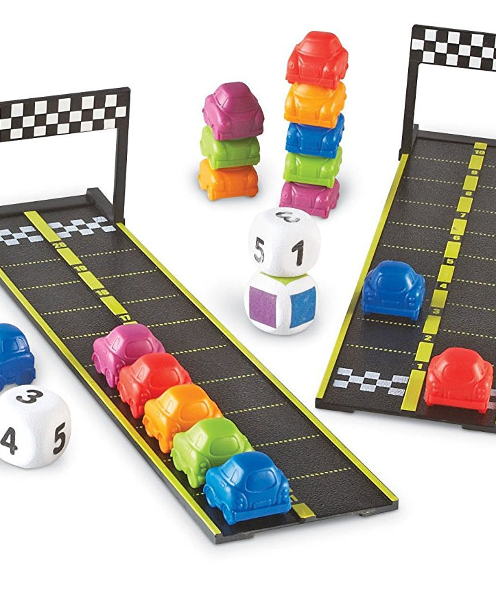 Learning Resources Mini Motor Math Activity Set, Early Years Numeracy Game, Includes Car Counters, Dice & Track Pieces, Ages 4+